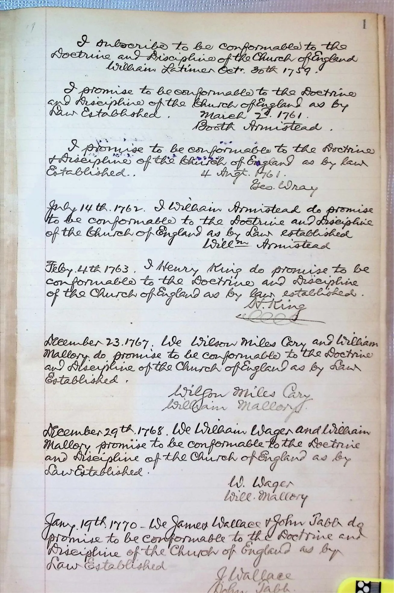 Image 1: Elizabeth City Vestry Book, 1759