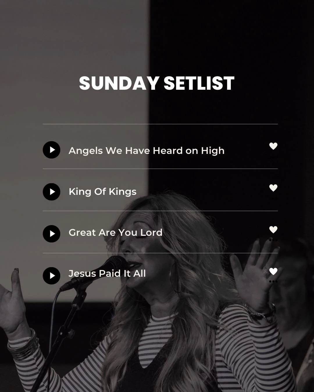 Keep the worship going all week.  Your Sunday setlist playlist.