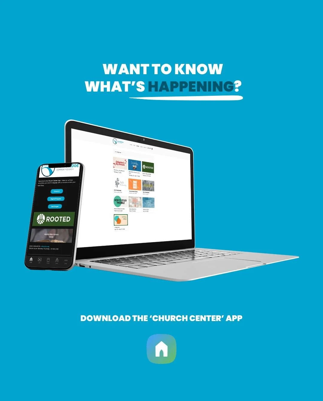 Want to know what's happening in the life of your church, get involved, or register for a class?  Download the Church Center app from your app store to stay connected.