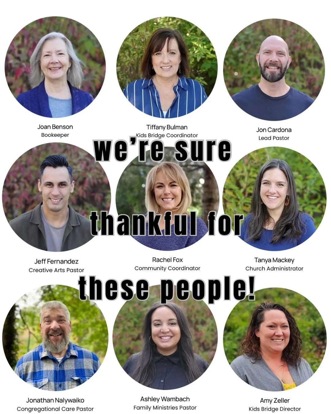 We appreciate our New Bridge staff. 
Let&rsquo;s ask the Lord to maintain them in His love and His leading.