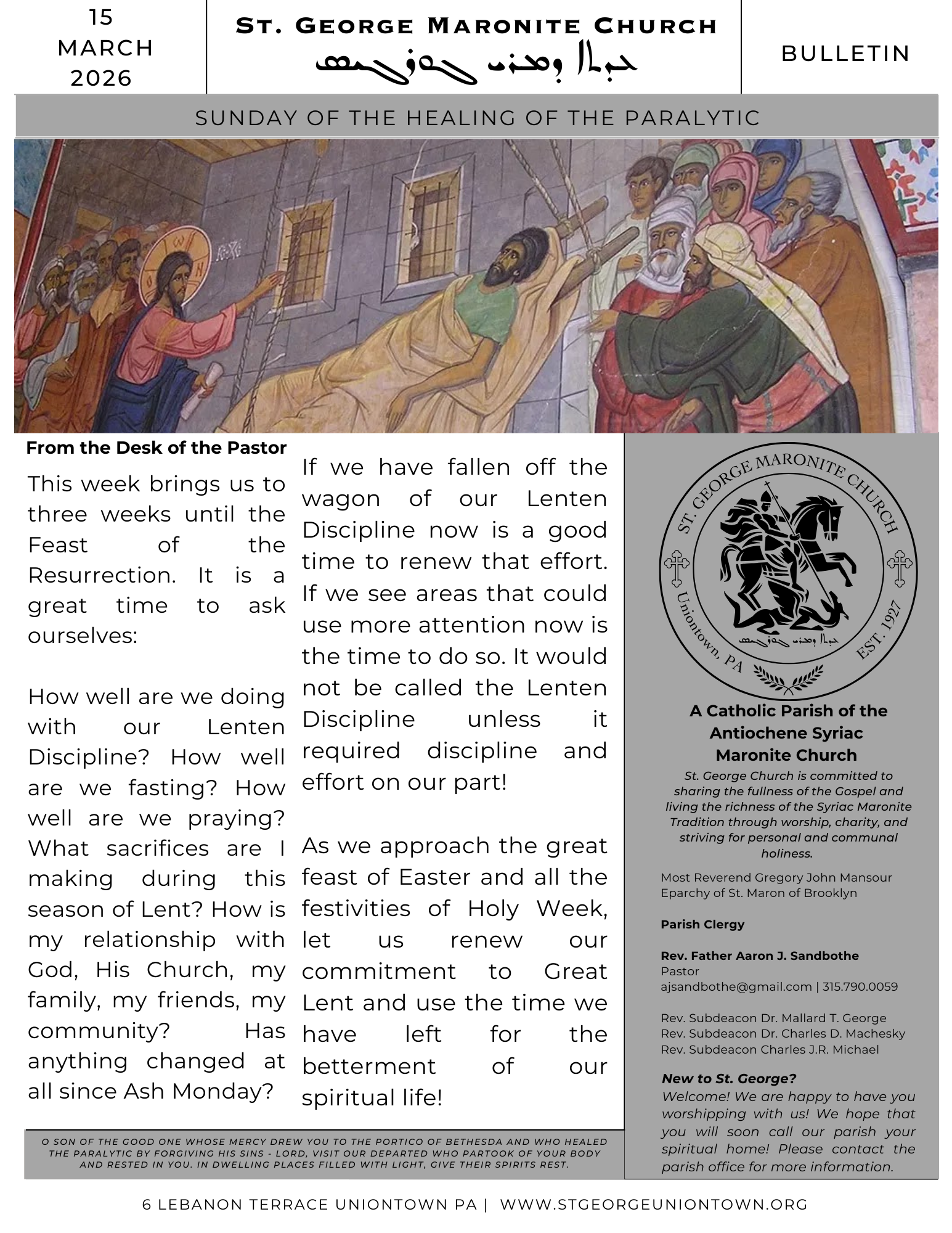 eBulletin | 15 March 2026 | Healing of the Paralytic