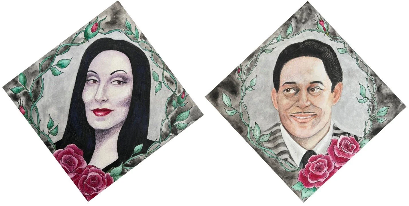 Gomez & Morticia, 12"x12" each