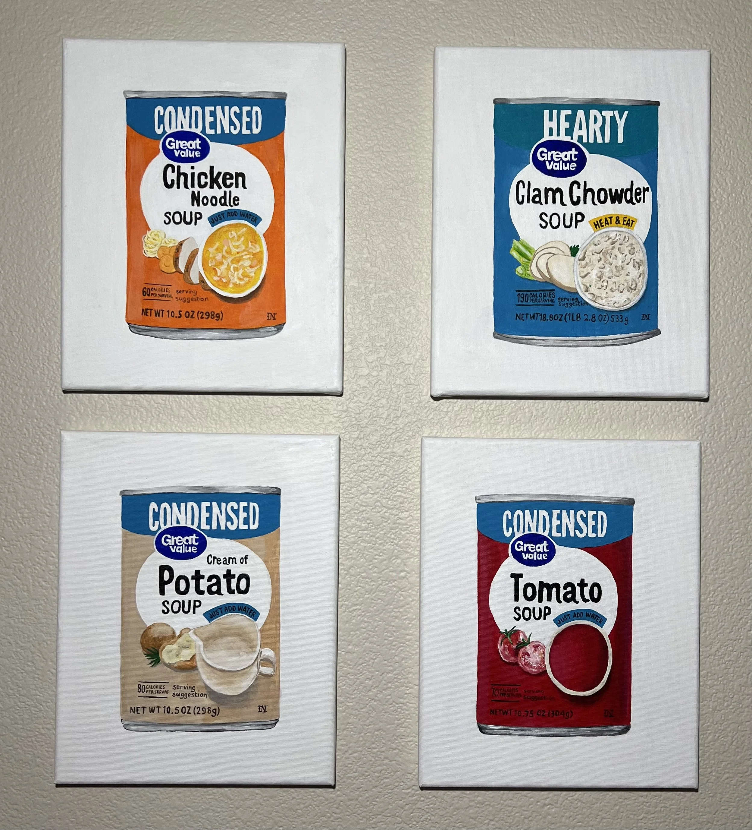 Great Value Soup #1-4, 8"x10" each