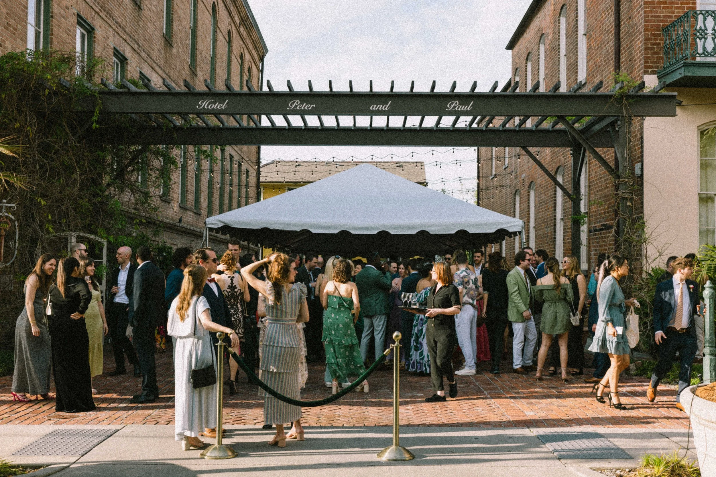 Guests at a wedding cocktail hour in new orleans