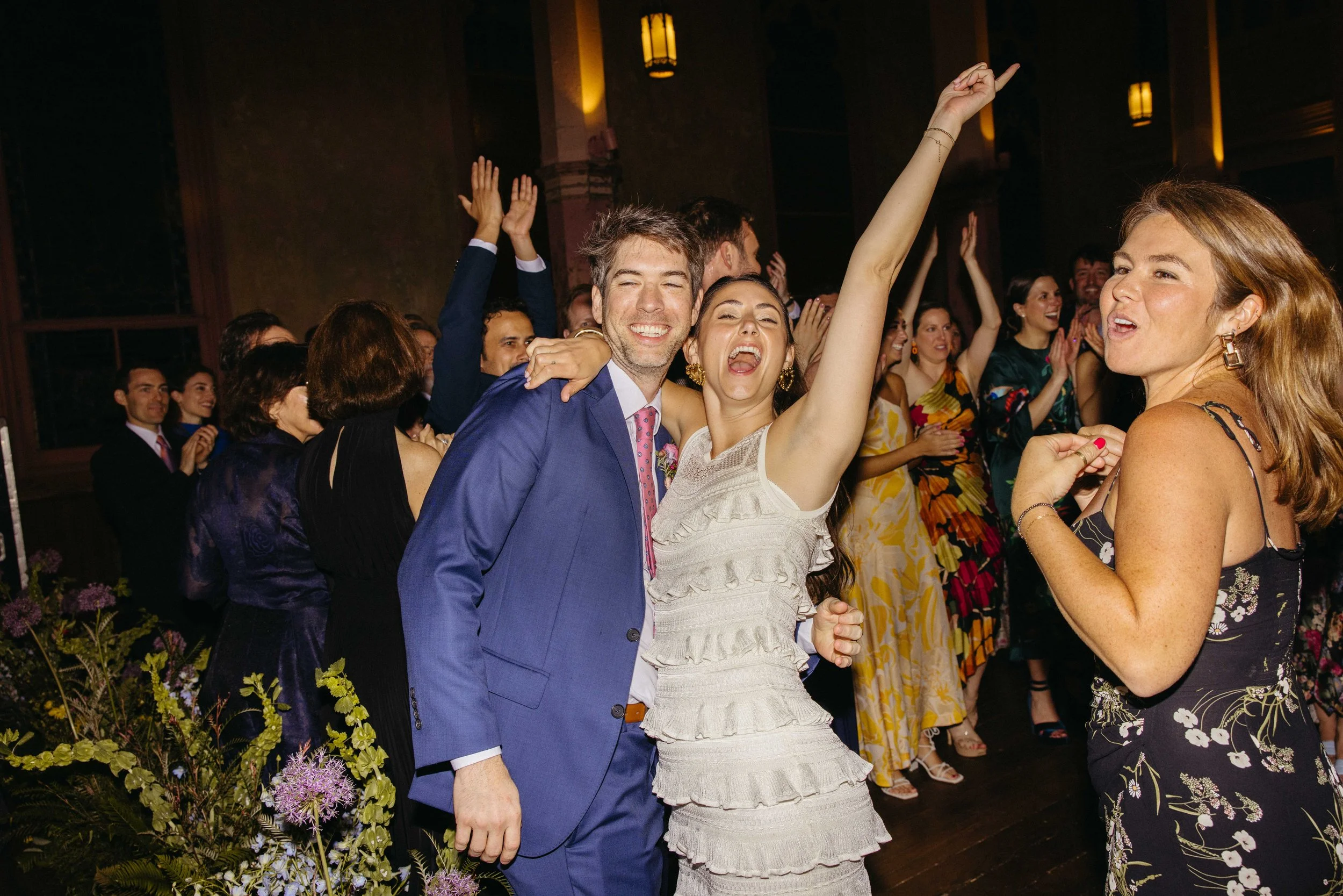 Bride and Groom having fun at their reception