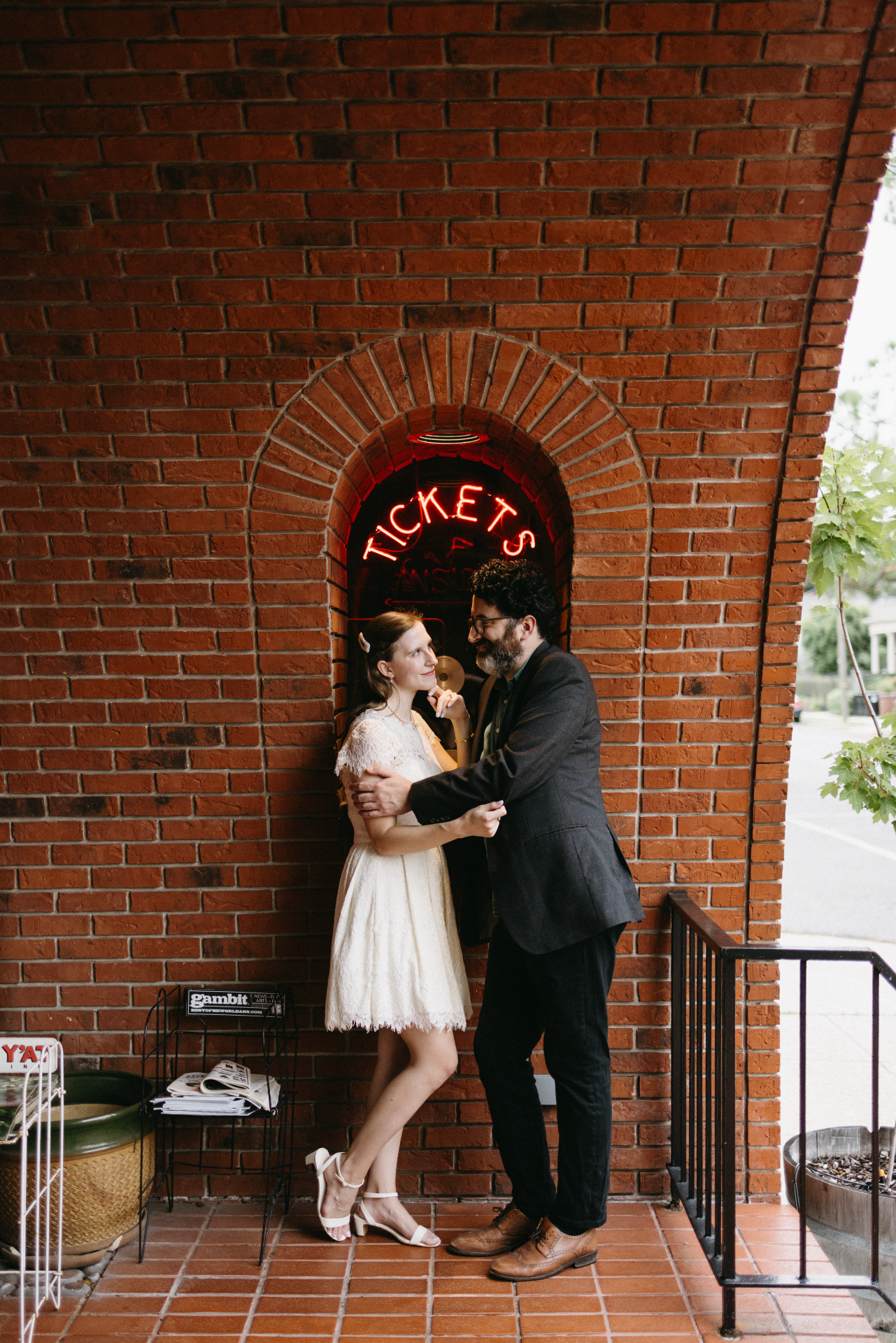 Couple about to enjoy their favorite movie at a local New Orleans theatre