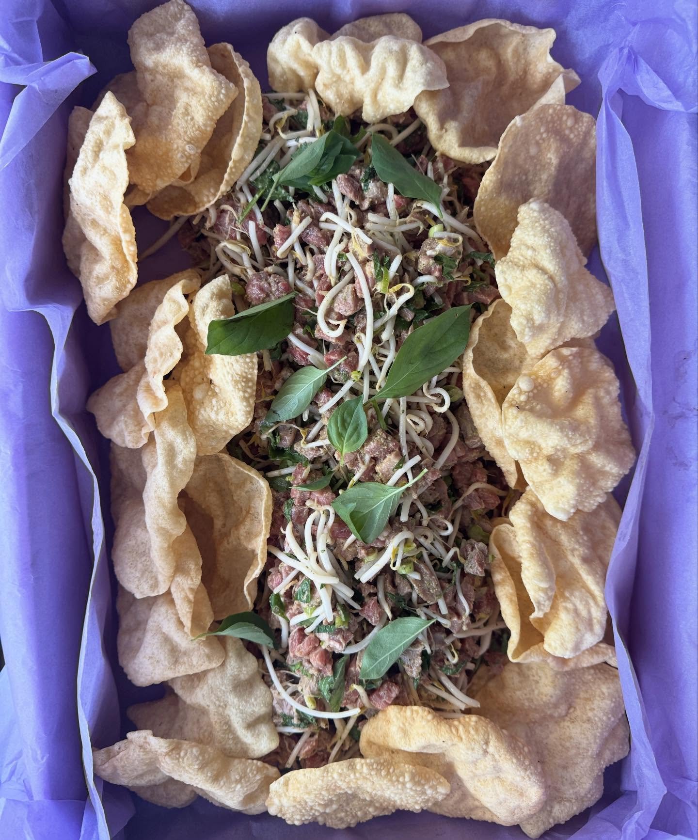 Vietnamese Inspired Beef Tartare, part of this weeks office catering by @smile.catering 

🌶️😘