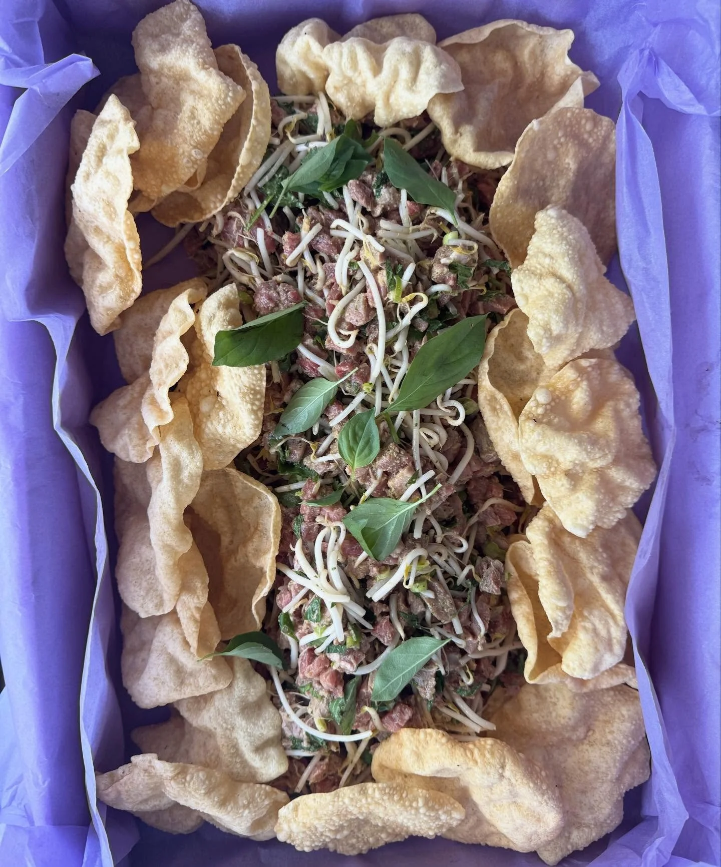 Vietnamese Inspired Beef Tartare, part of this weeks office catering by @smile.catering 

🌶️😘