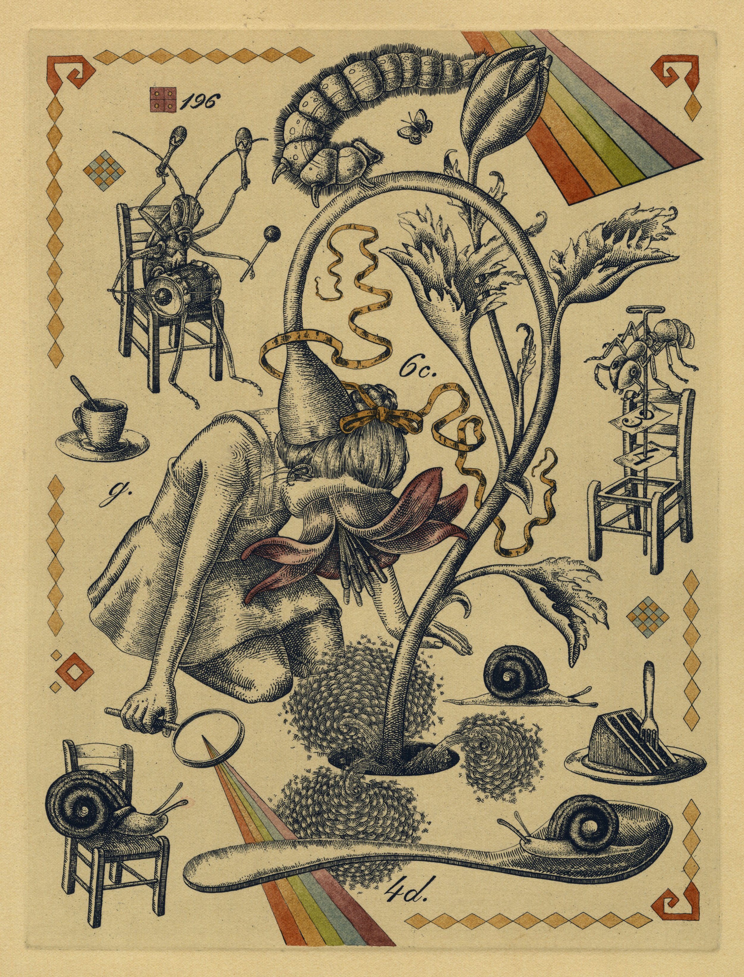 

Picnic VI, (Part 6/8 of "Picnic" suite) etching & watercolor, 9"x12", 2025.
