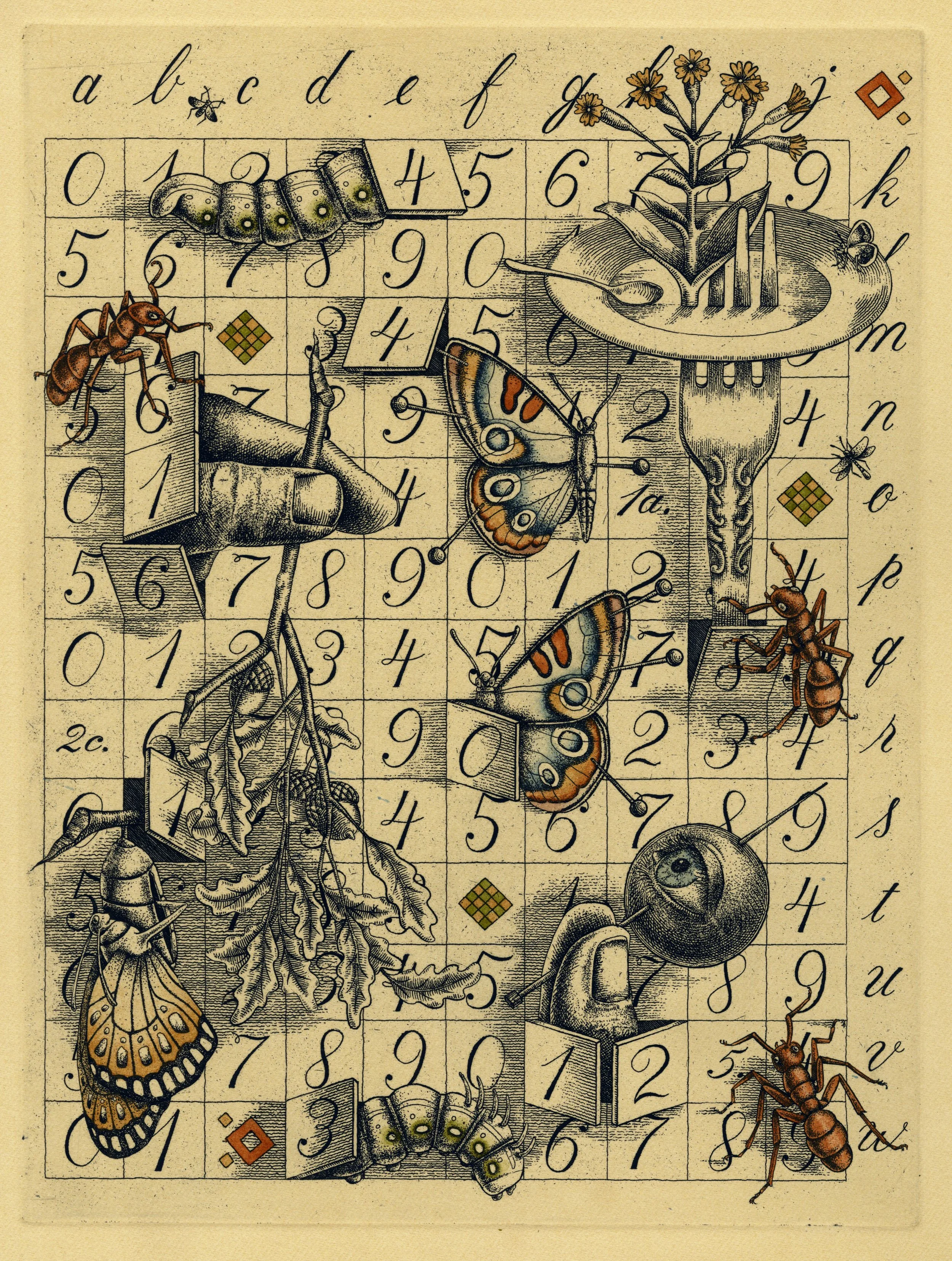 

Picnic IV, (Part 4/8 of "Picnic" suite) etching & watercolor, 9"x12", 2024.
