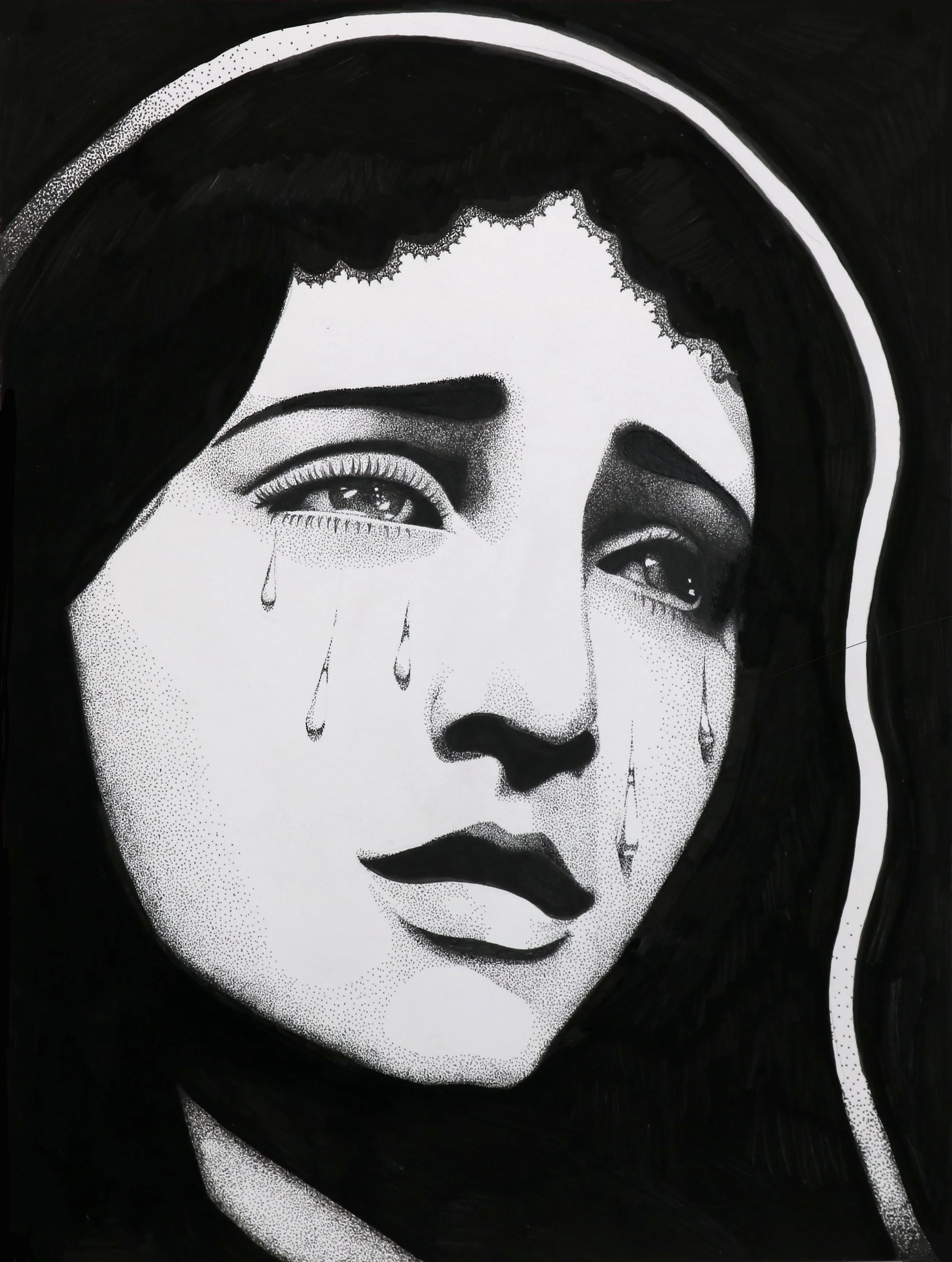 Virgin Mary. 9"x12". Ink on Paper