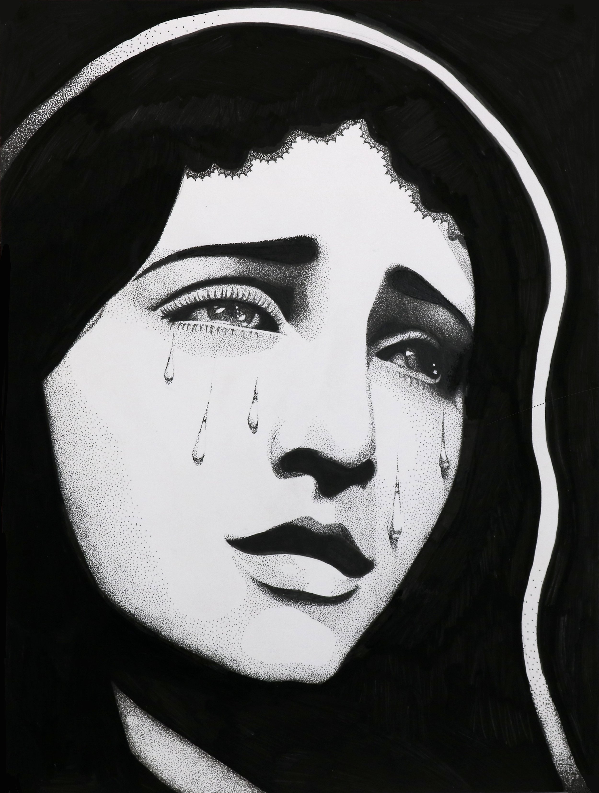 Virgin Mary. 9"x12". Ink on Paper