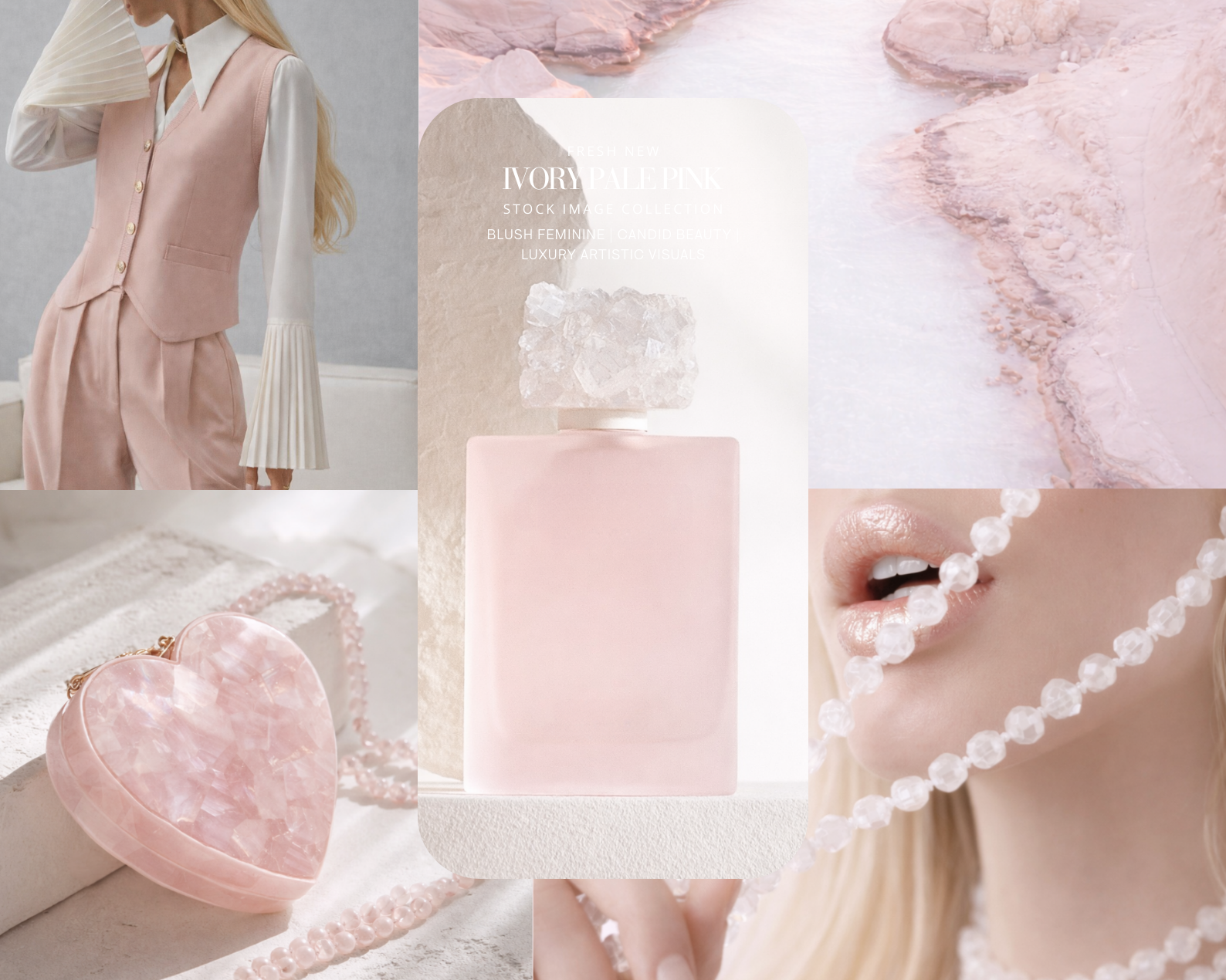 48 AI AESTHETIC CANDID FEMININE IVORY PALE PINK STOCK IMAGE COLLECTION