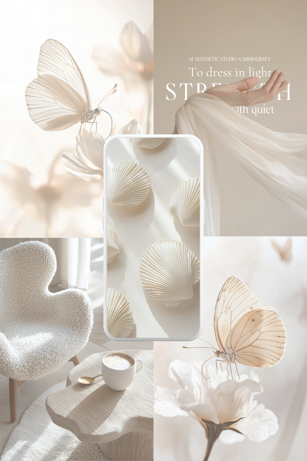 AI AESTHETIC SOFT IVORY LIFESTYLE STOCK IMAGE COLLECTION
