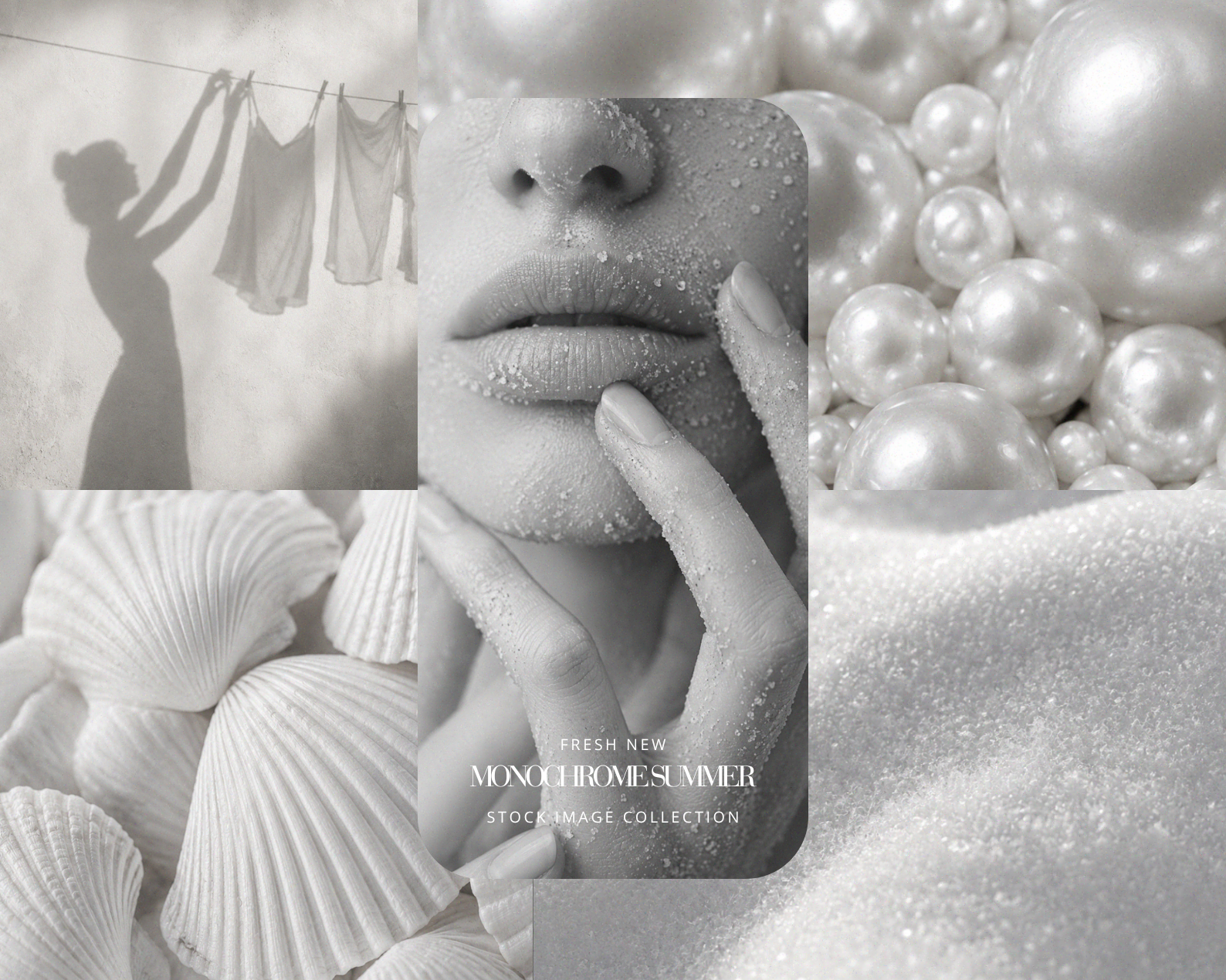 30 AI AESTHETIC MONOCHROME LUXE SUMMER LIFESTYLE STOCK IMAGES - AI BLACK AND WHITE FEMININE EDITORIAL, PEARL MACRO, SEASHELL FLATLAY & CINEMATIC BEAUTY PORTRAIT COLLECTION