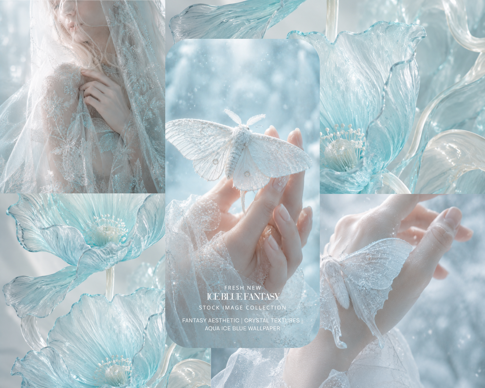 34 ICE BLUE FANTASY AESTHETIC STOCK IMAGES - AI ETHEREAL UNICORN, CELESTIAL MOON & OCEAN GODDESS EDITORIAL COLLECTION