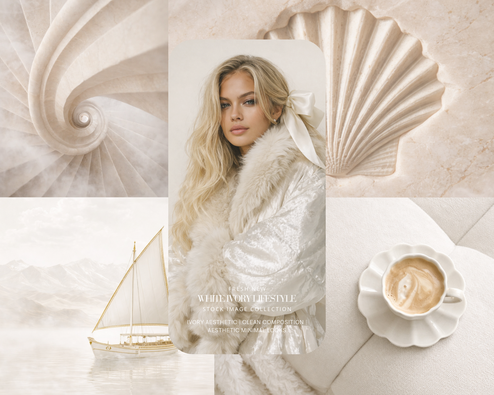 112 AI AESTHETIC SOFT IVORY WHITE LIFESTYLE STOCK IMAGE COLLECTION