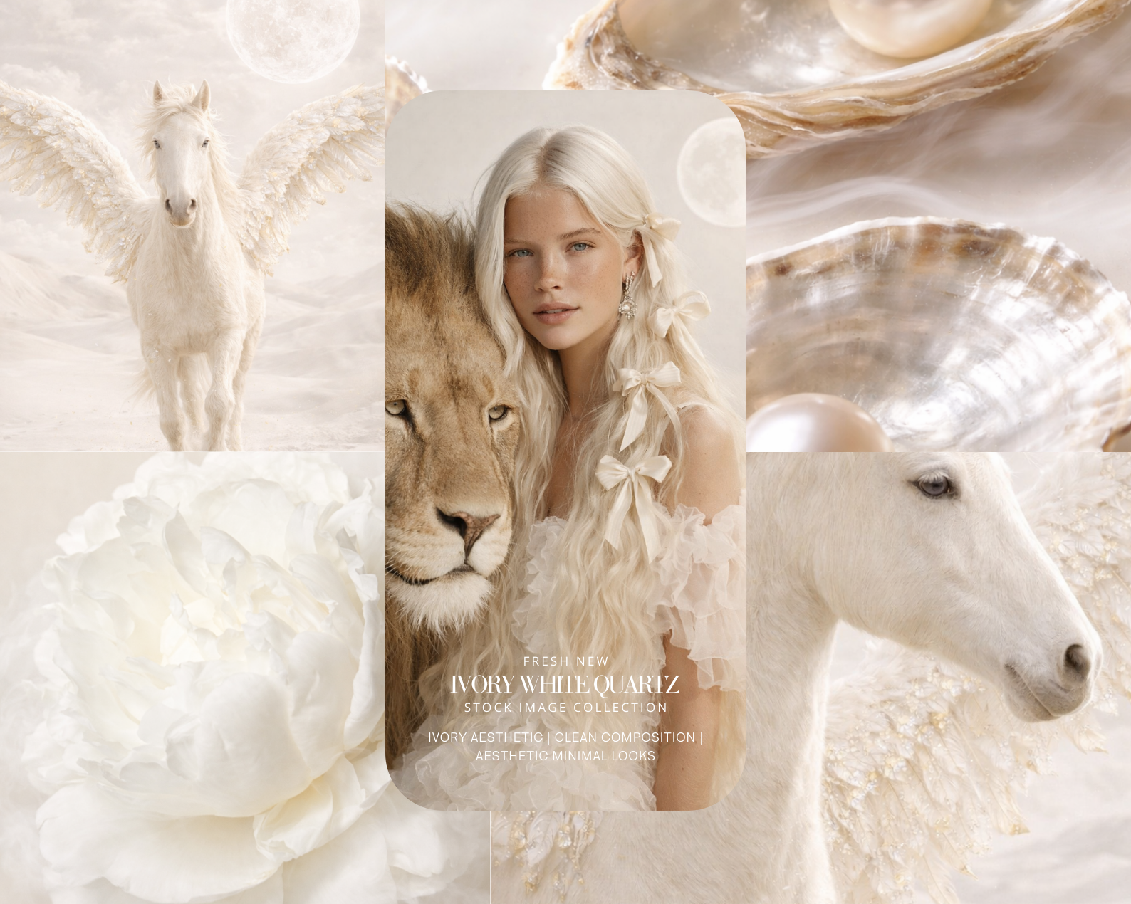 48 AI AESTHETIC SOFT IVORY WHITE QUARTZ STOCK IMAGE COLLECTION