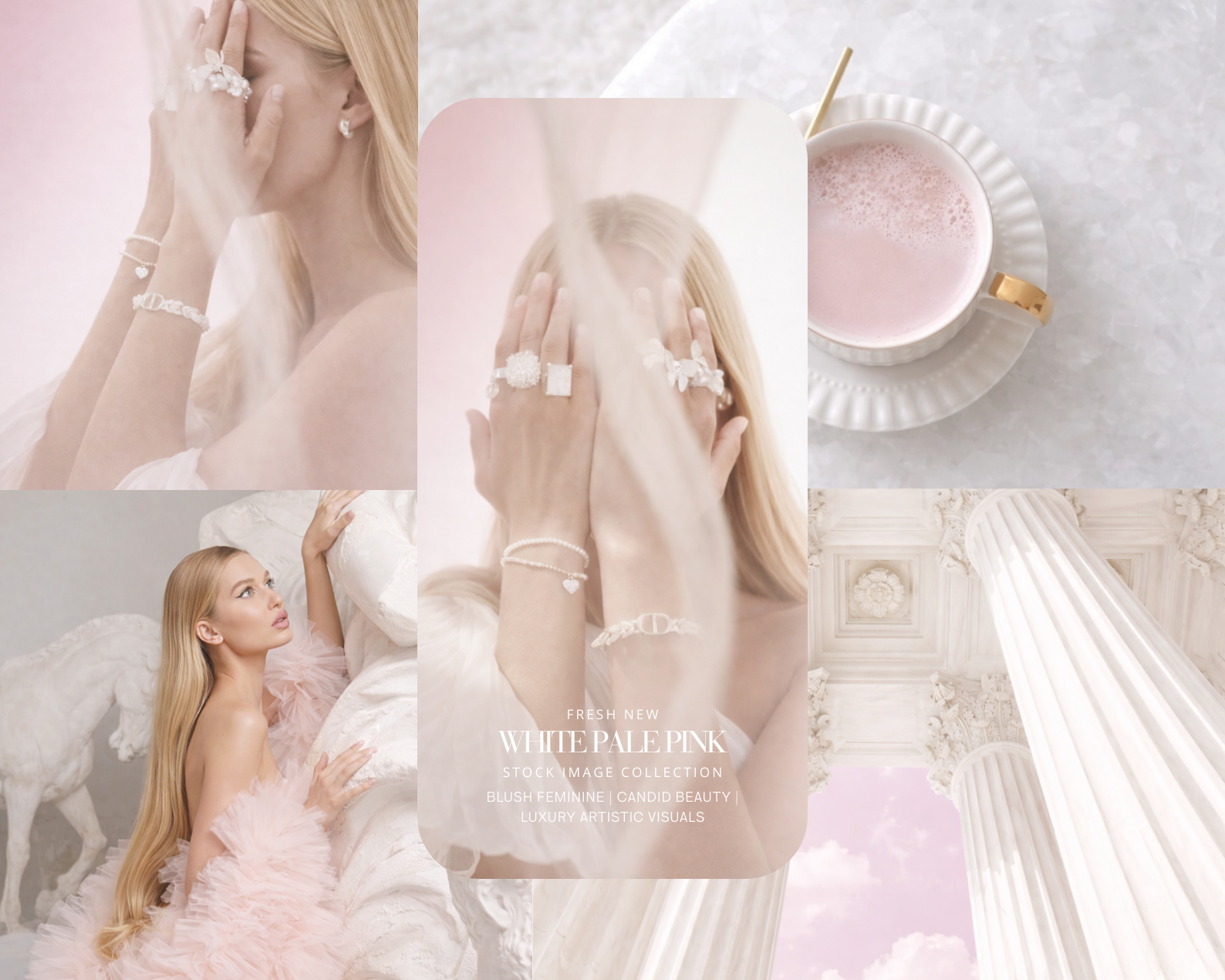 46 AI AESTHETIC WHITE PALE PINK FEMININE STOCK IMAGE COLLECTION