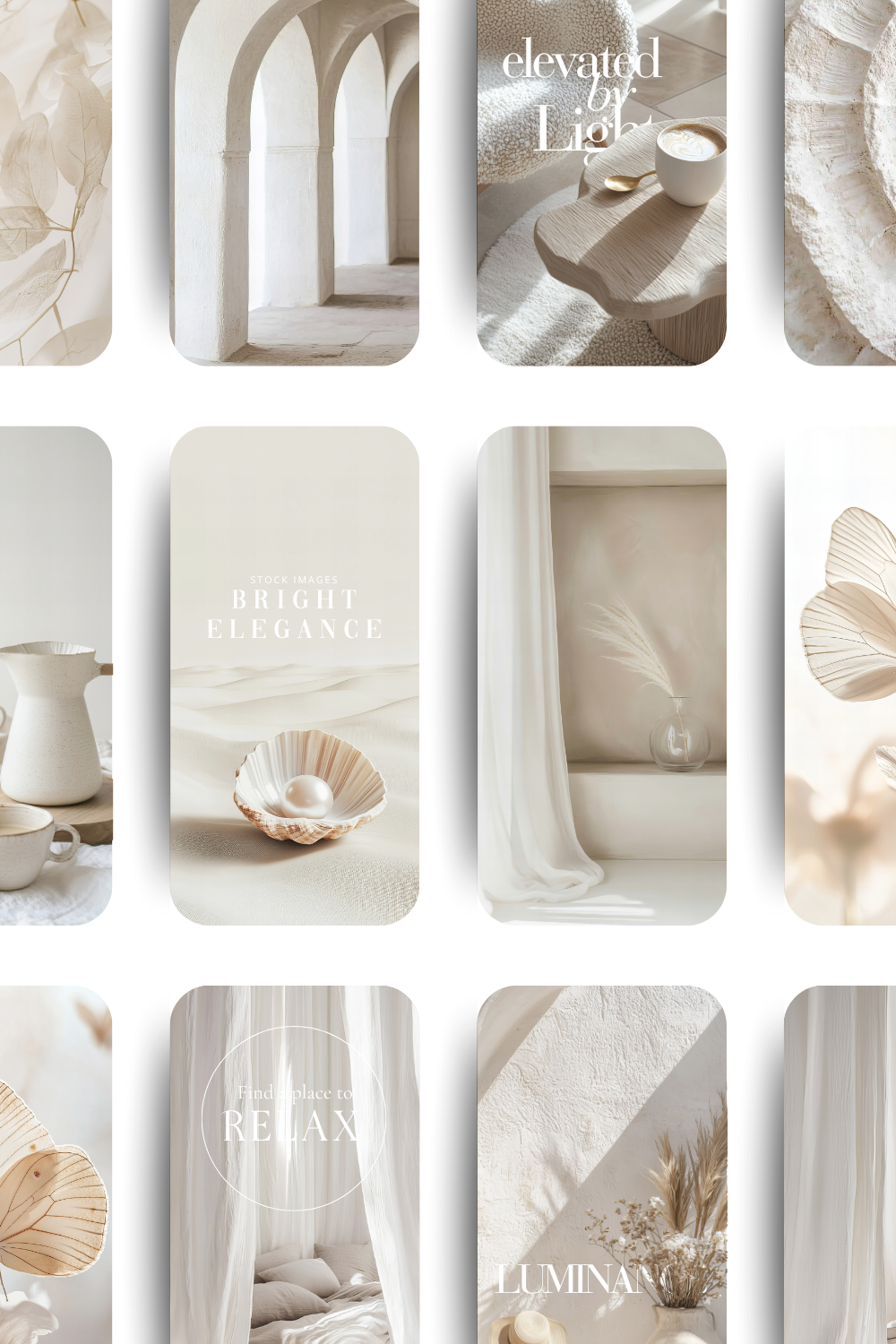 AI AESTHETIC SOFT IVORY LIFESTYLE STOCK IMAGE COLLECTION