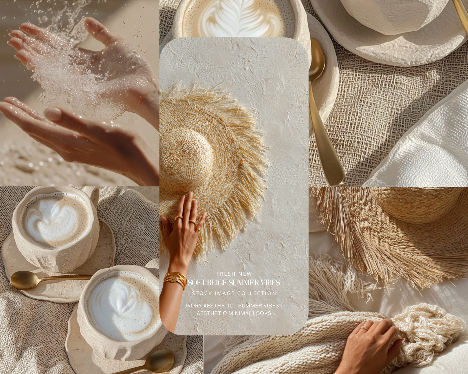 48 AI AESTHETIC SOFT BEIGE BEACH SUMMER VIBES STOCK IMAGE COLLECTION