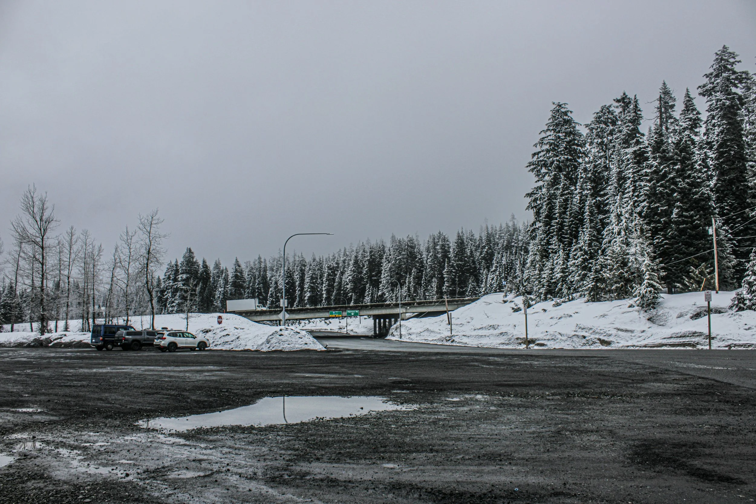 winter parking lot in texas