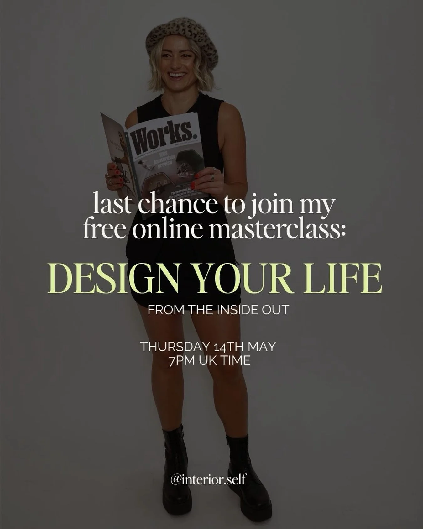 🙋&zwj;♀️ Ladies - Last chance to join my free online masterclass : 

DESIGN YOUR LIFE FROM THE INSIDE OUT 

Tonight (Thurs 14th May) 7-8pm UK time 
Drop me a DM for the link to save your space 

Look forward to seeing some of you there 💖

#interior