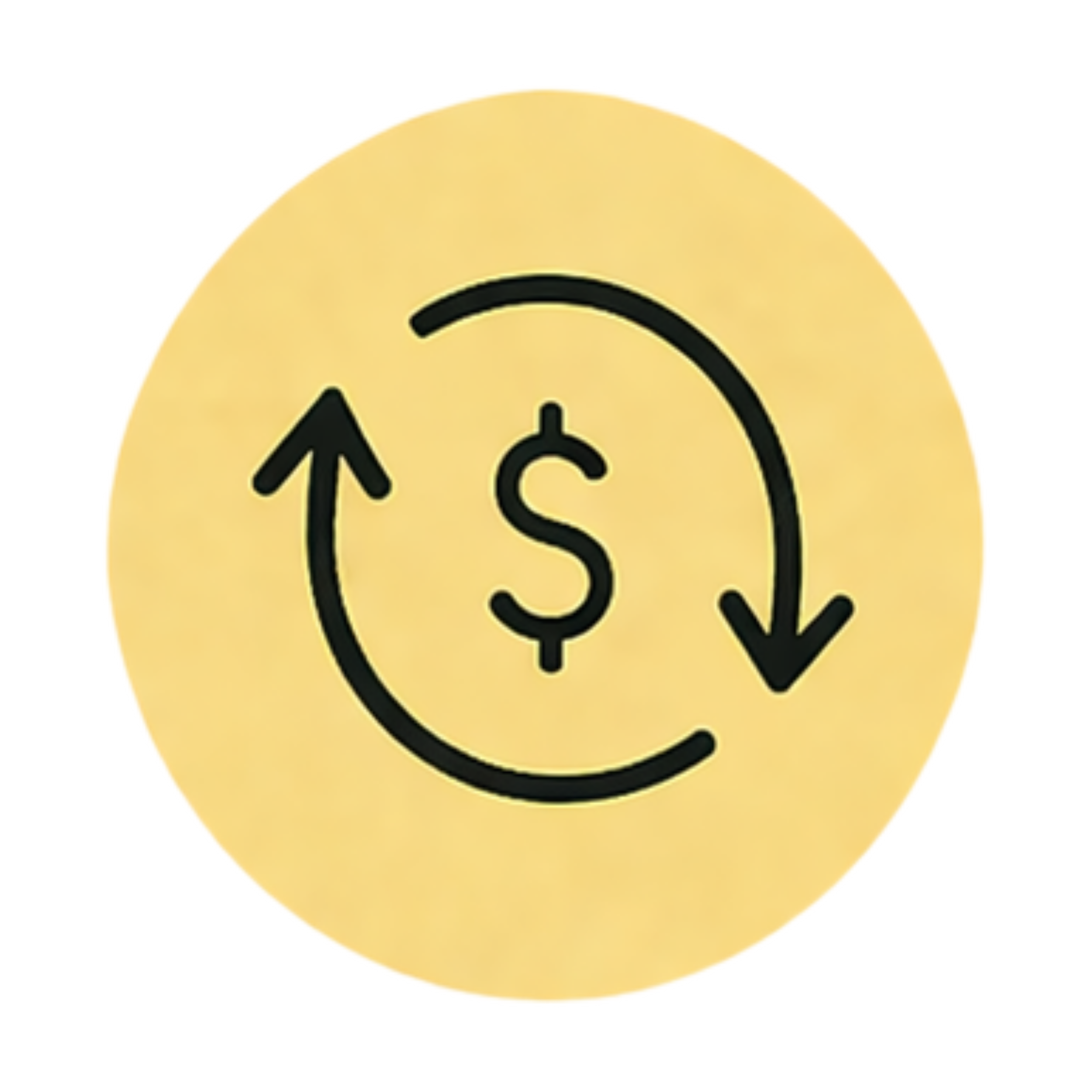 Icon a dollar sign with arrows circling around it