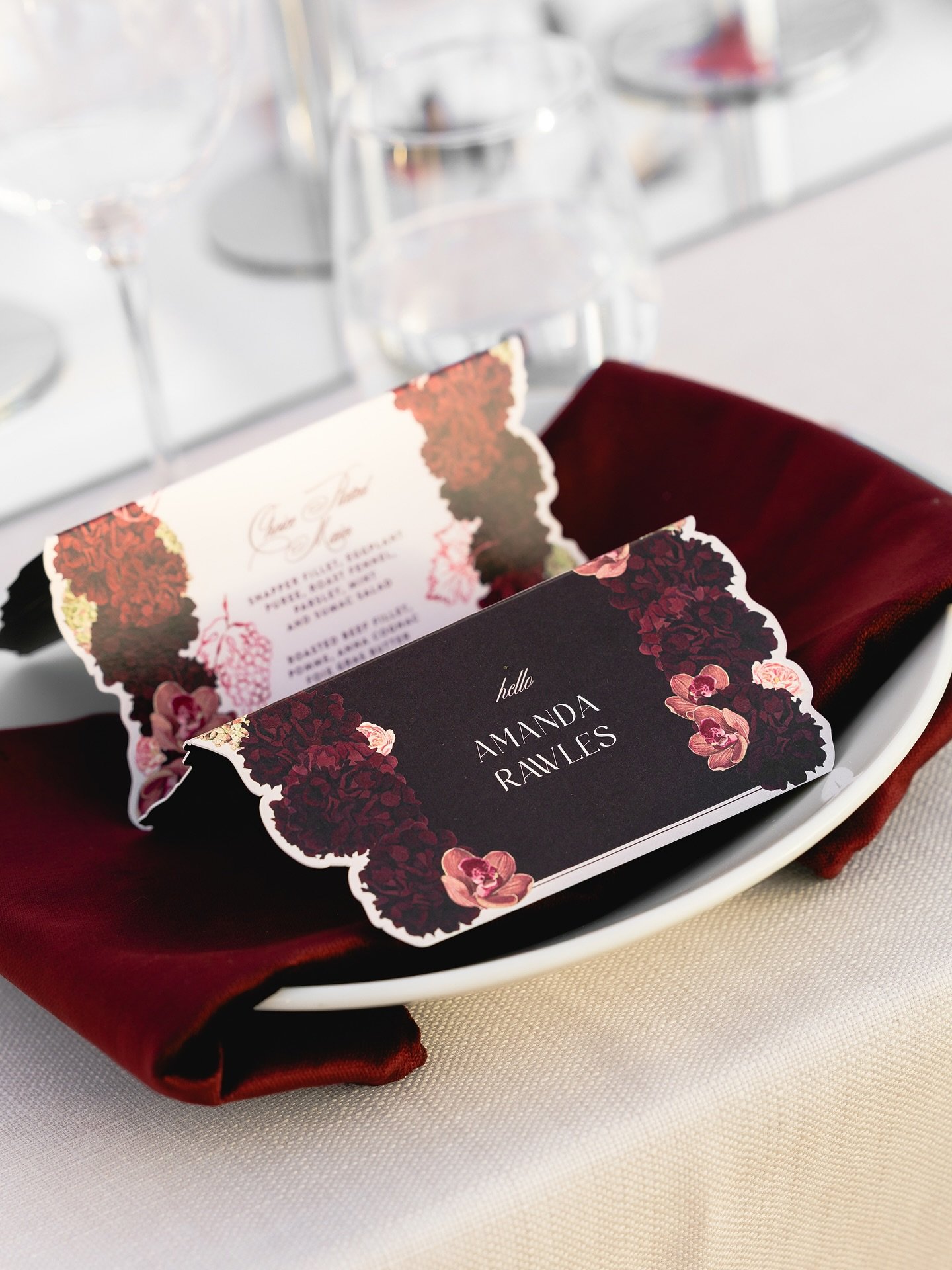 For Amanda and Adriel, we wanted to create a wedding stationery suite that was romantic and elegant - with artistic elements incorporating handdrawn illustration and tying into the bold burgundy colour scheme of the day.⁠
⁠
The tablescapes were minim