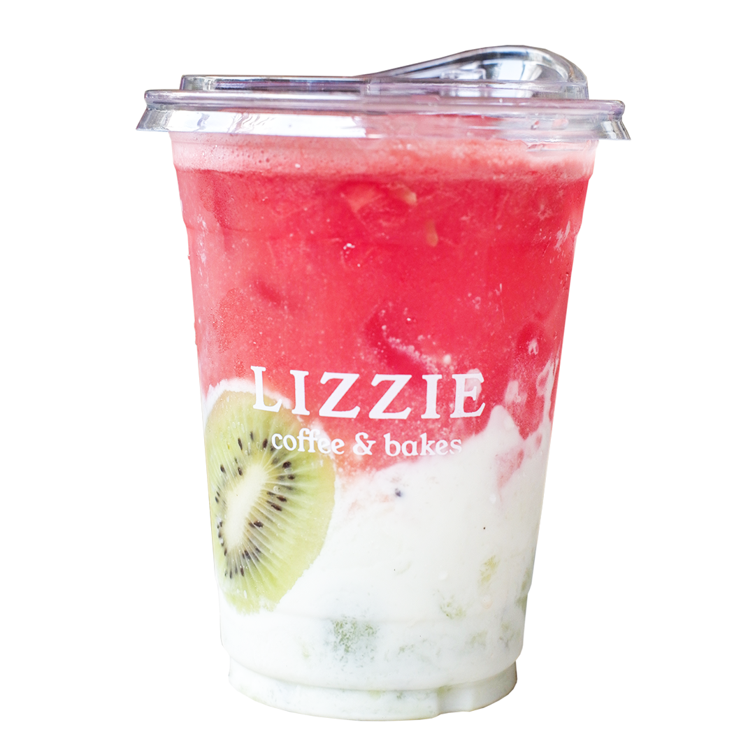 strawberry with yoghurt and kiwi drink refreshing ice blended