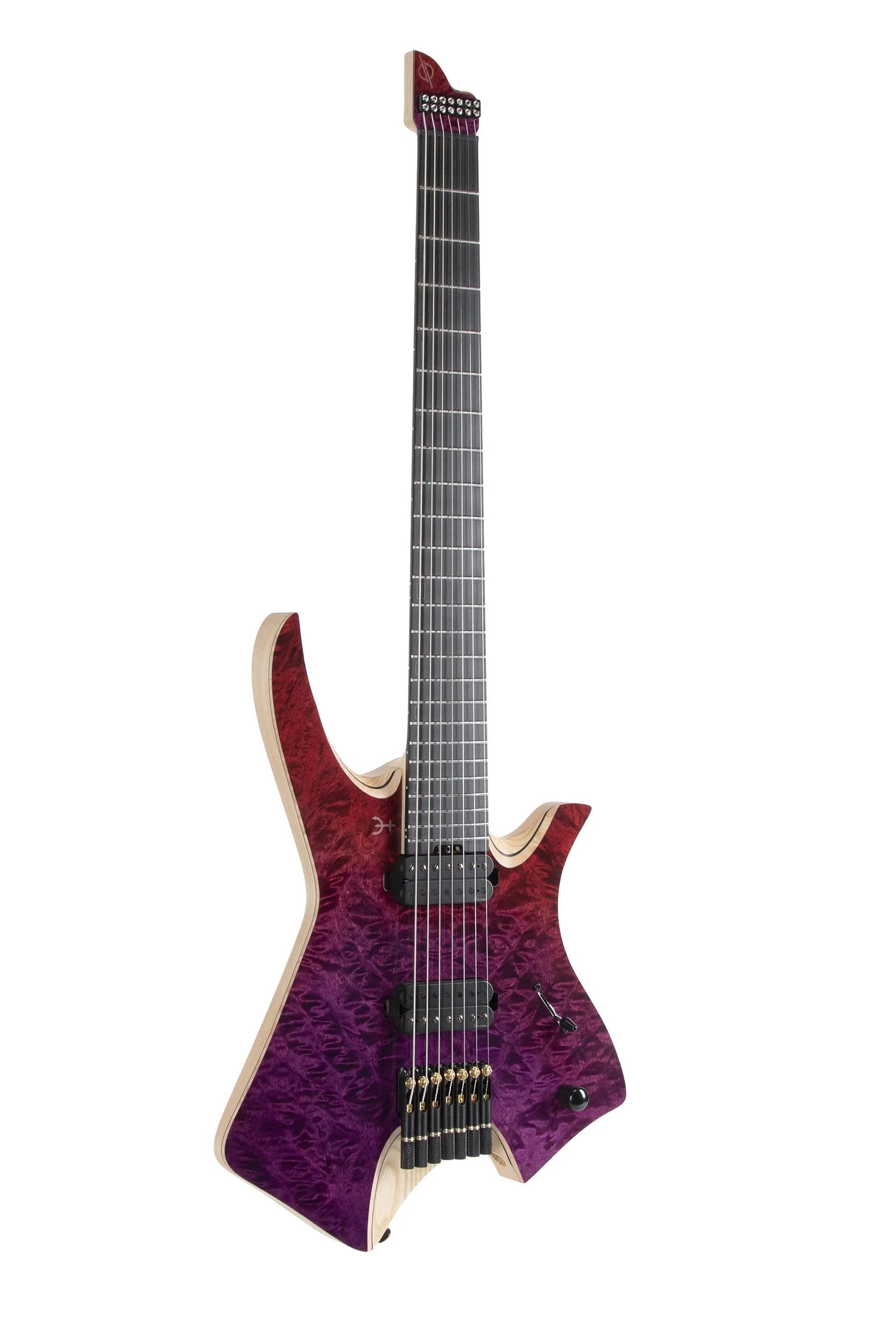Infinia Neptune NE8506 7-string headless electric guitar in Ionized Neon, full front view