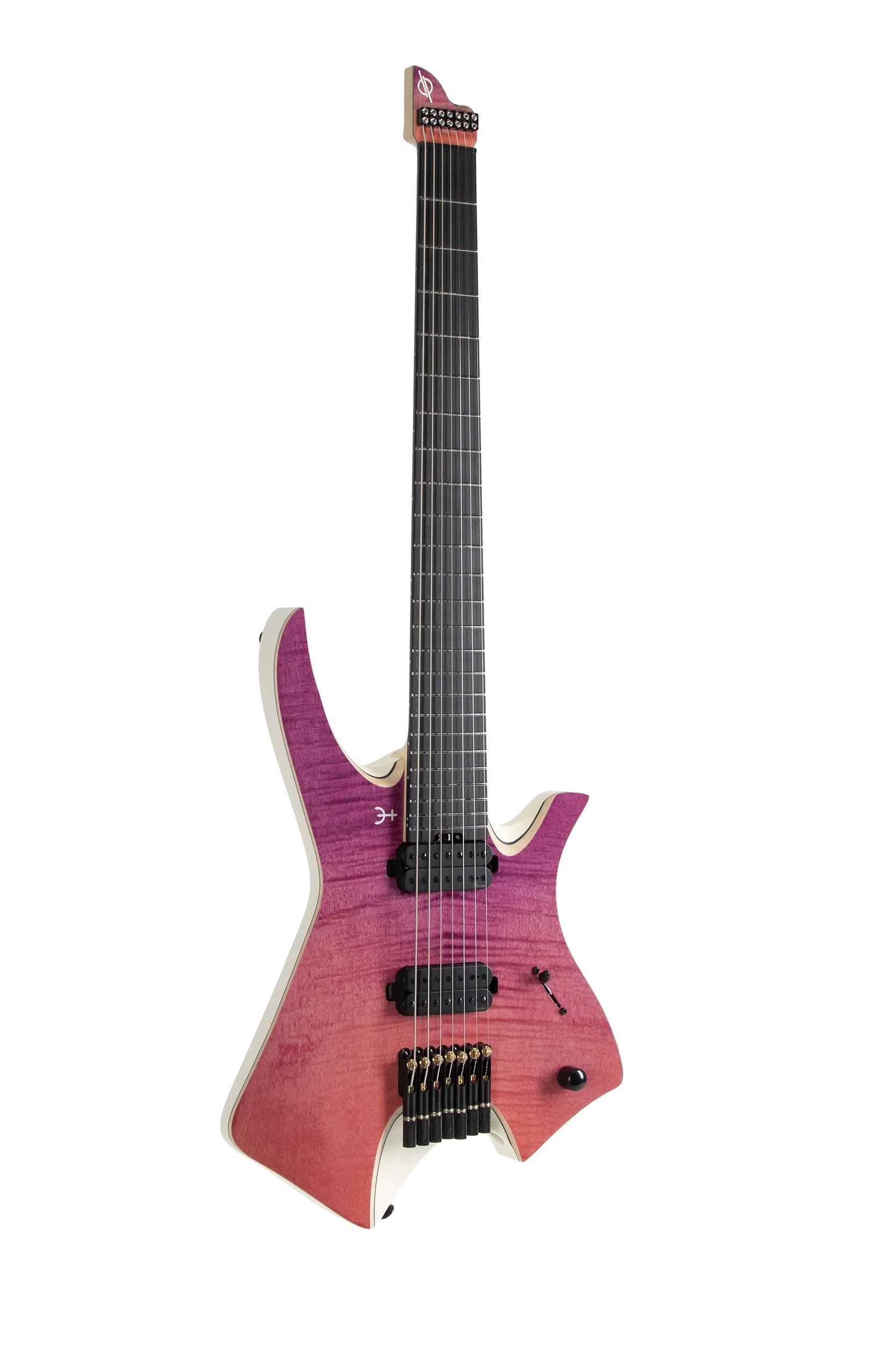 Infinia Neptune NE0606 7-string headless electric guitar in Farout Pink, full front view