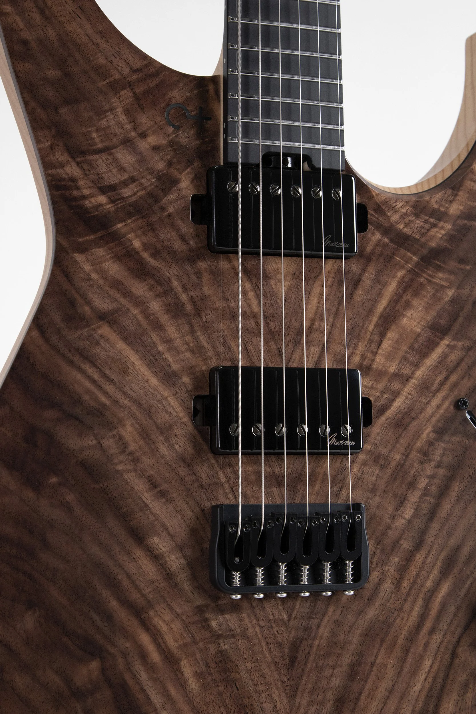 Infinia Ceres CE3606 body details with black hardware and Avalon / Exelion pickups