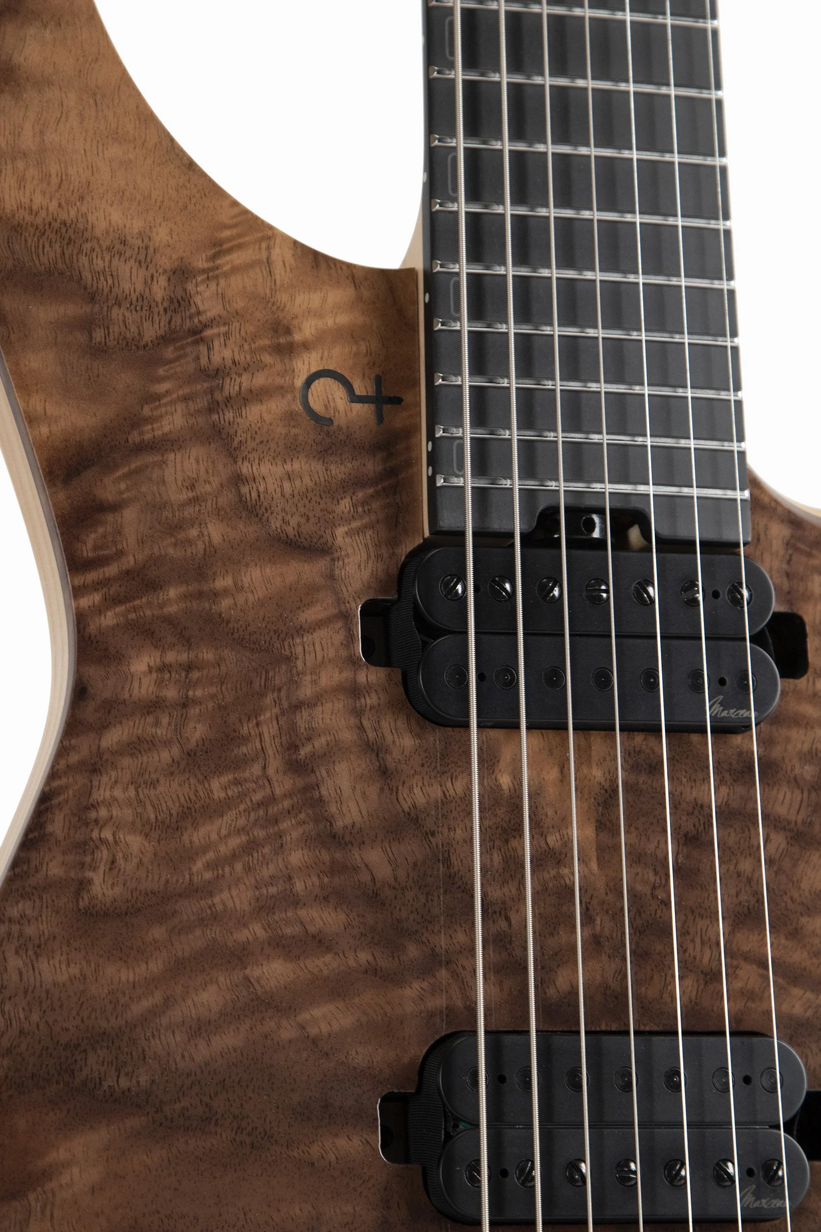 Black Richlite fretboard and pickups of the Infinia Ceres CE7606 7-string guitar