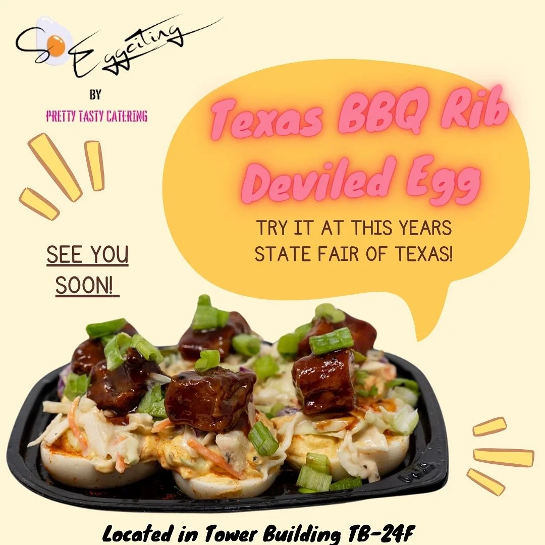The Texas BBQ Rib deviled egg by @soeggcitingtx and many delicious other flavors will be at this year&rsquo;s Texas State Fair! 🇨🇱🎡🎟️ Will you be trying all 6 flavors? 

Located in Tower Building TB-24F 

The other mouthwatering flavors will be: 