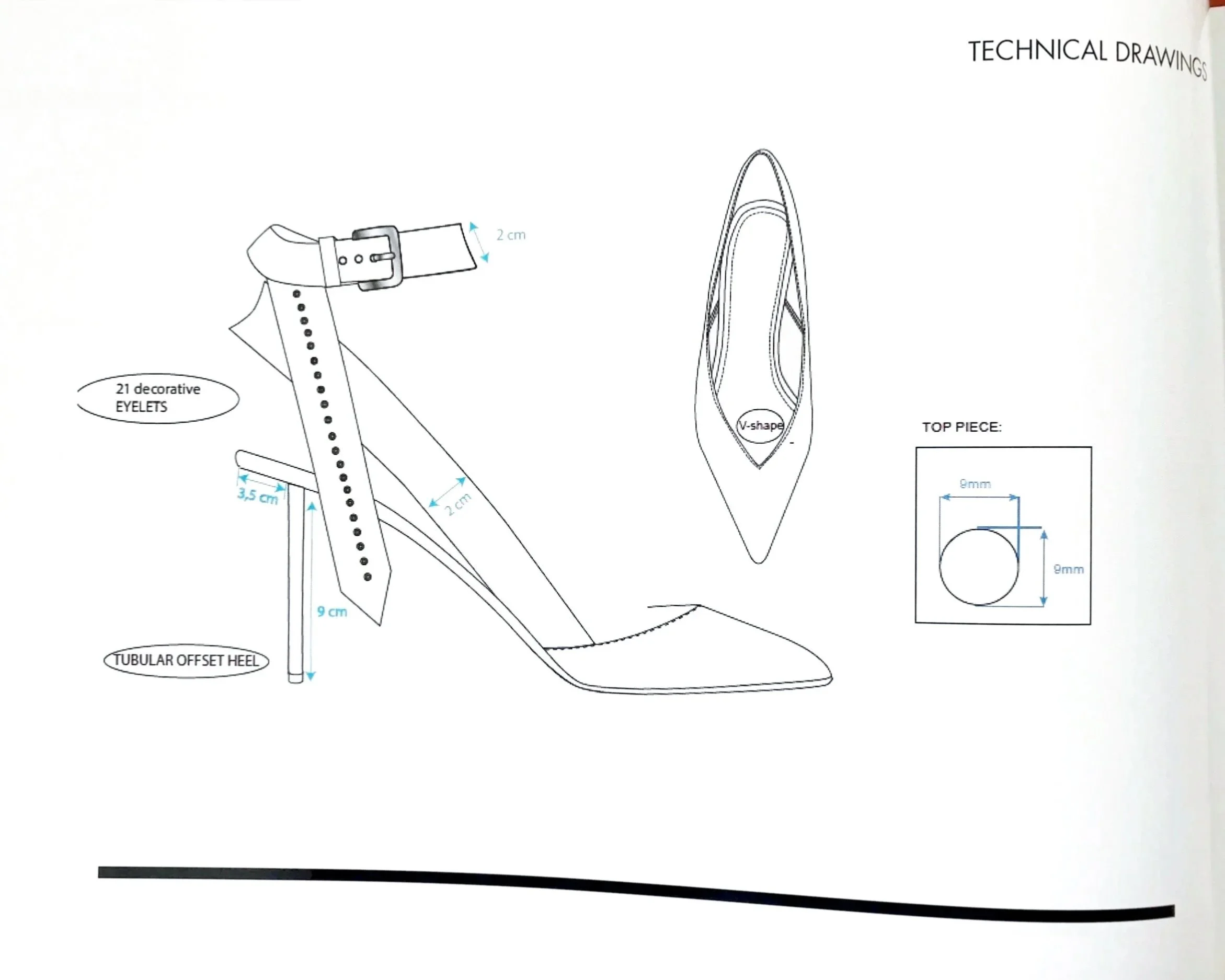 Technical drawings 2D example. 
For confidentiality reasons, the technical files are not shown in their final rendering.