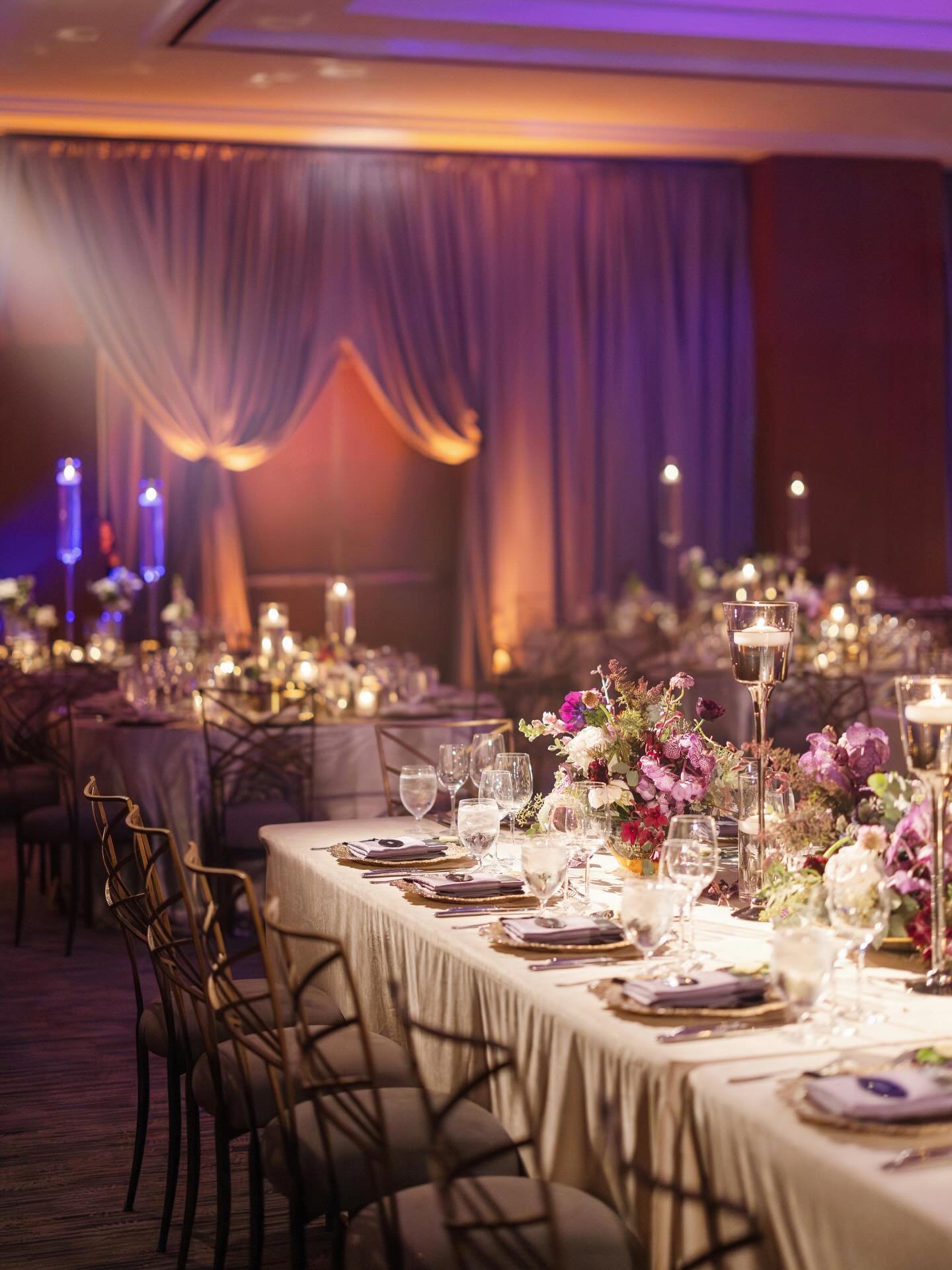 There&rsquo;s something intriguing and magical about an indoor ballroom reception&ndash;the way you can transform a space and create a unique sensory experience through texture and light. This was one of our favorite rooms from a fabulous celebration