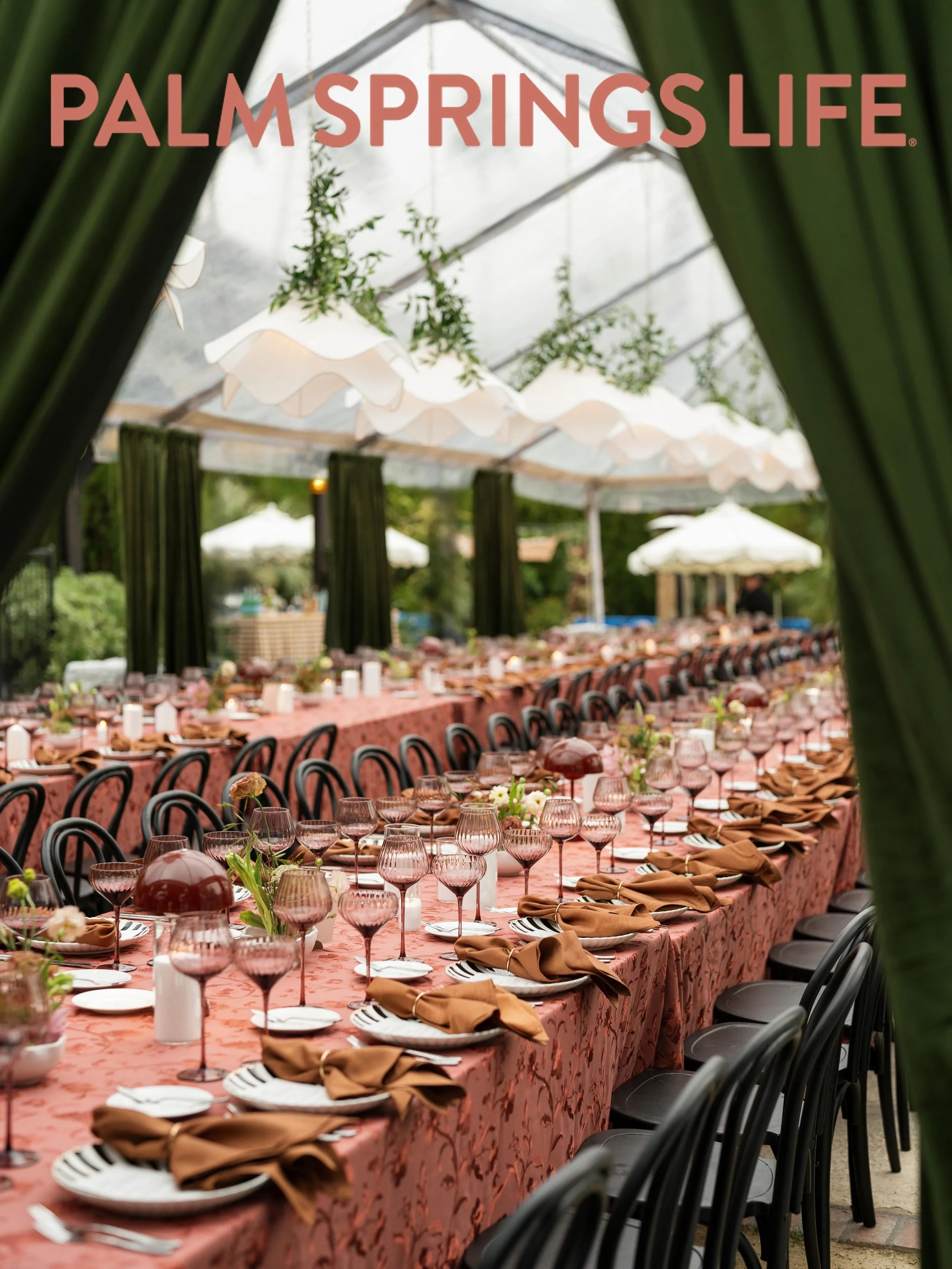 Featured this month in @palmspringslifemagazine. Meredith and Ryan experienced unprecedented rains for their desert New Years Eve wedding, but the celebration went on in fine fashion&ndash;a testament to living in the present and embracing the unexpe