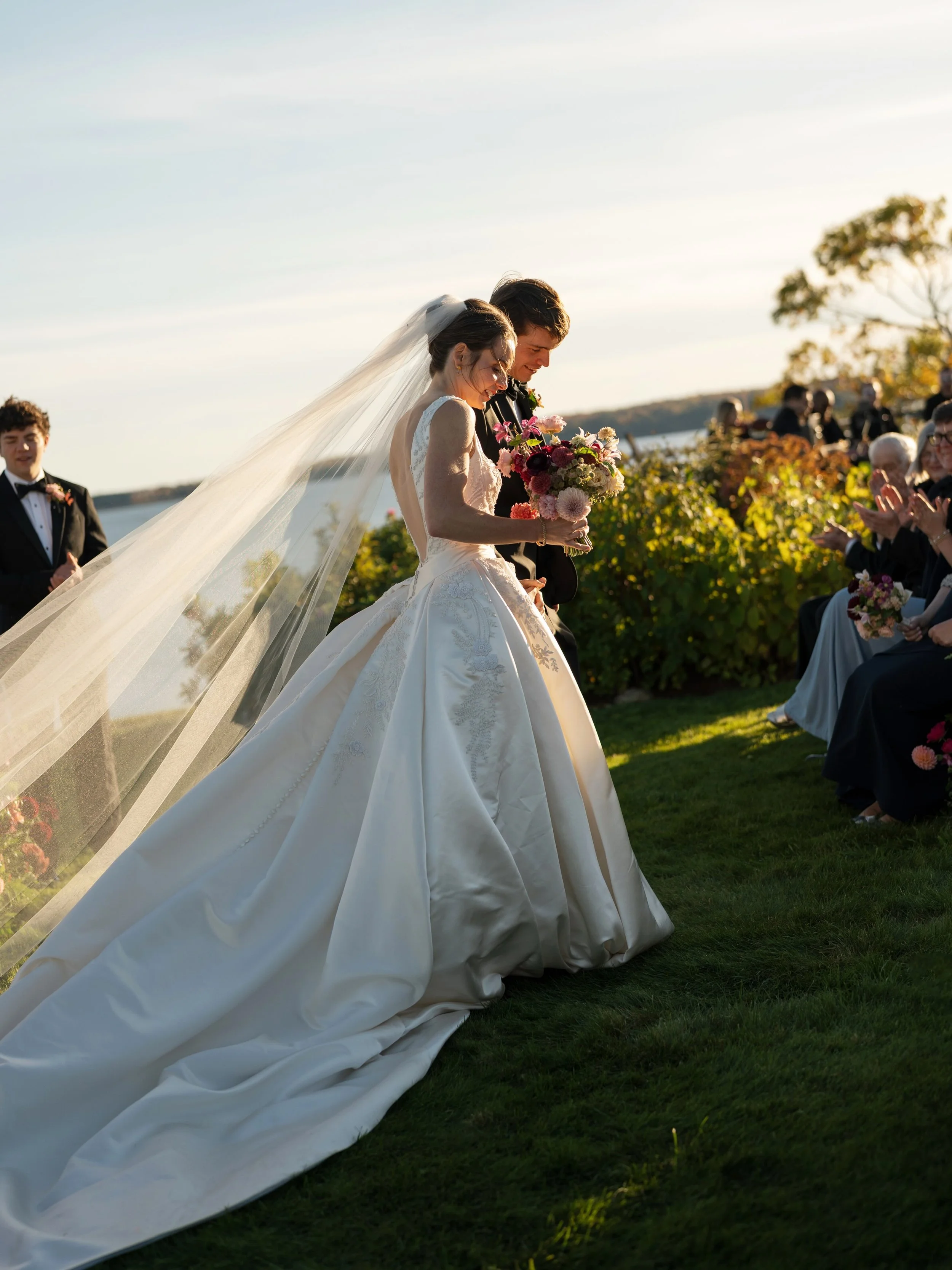 Some of our favorite things about fall in the Northeast, encapsulated in the beautiful celebration for Colleen and Jack last weekend. Directional light, guests in furs, autumnal foliage. Congratulations to the wonderful couple, and gratitude to the w