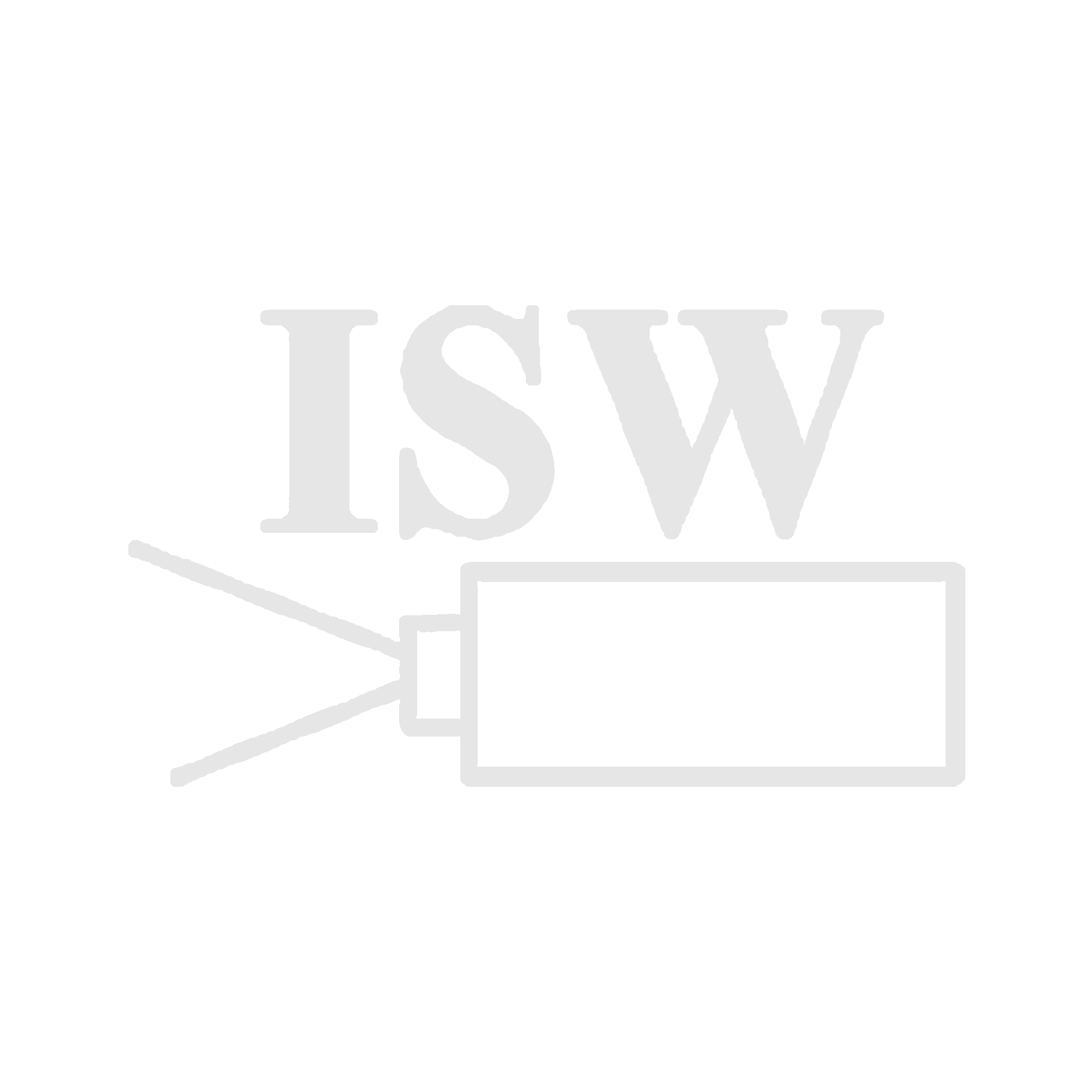 Schwarz-weißes Bild mit dem Wort 'ISW' vor einem grauen Hintergrund. Darunter ein schematisches Bild eines Mikrofons mit Kabeln.