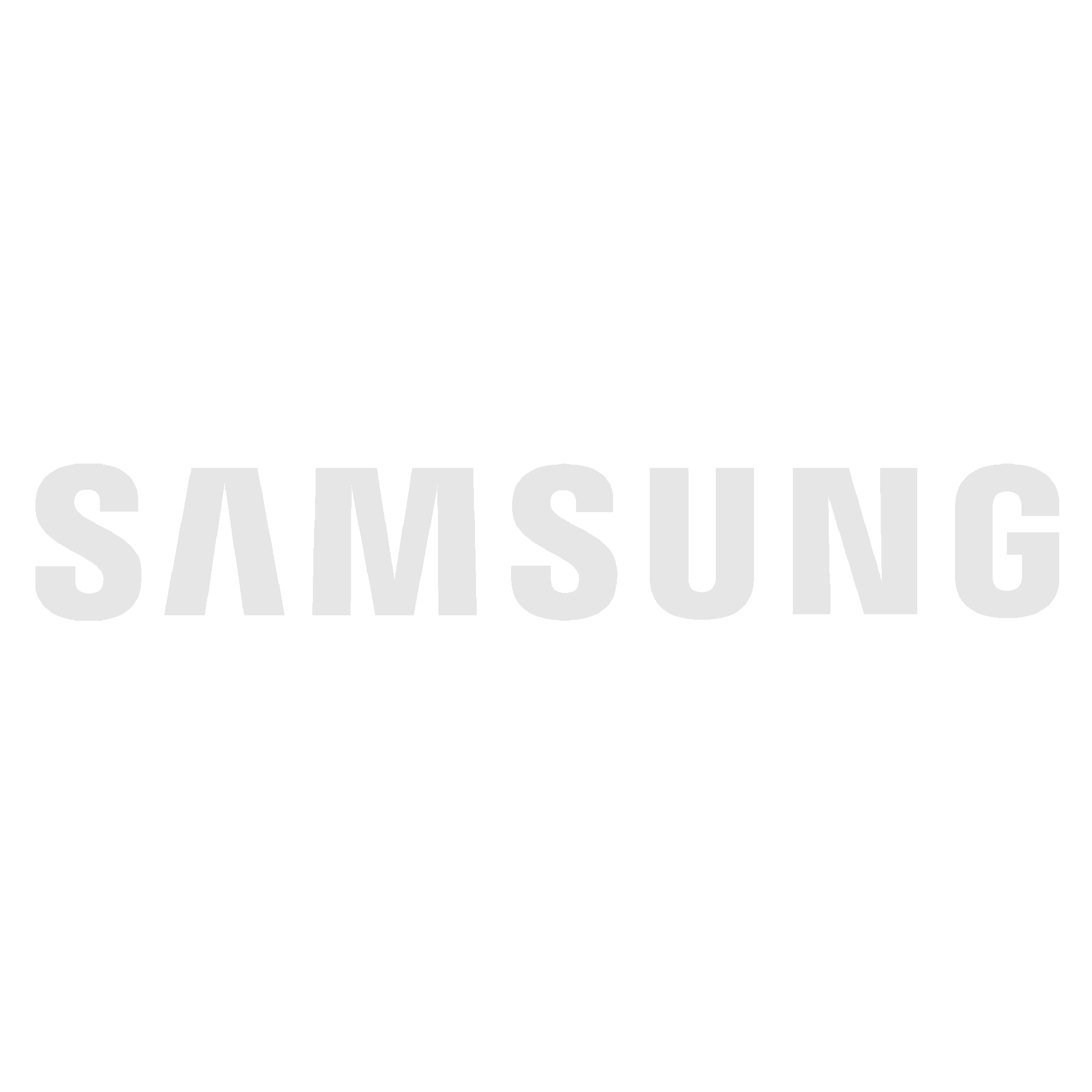 Das Bild zeigt das Logo von Samsung in einem minimalistischen Stil mit teilweise abgeschnittenen Buchstaben auf weißem Hintergrund.