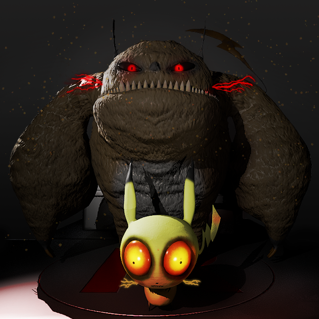 Tim Burton Raichu and Pikachu