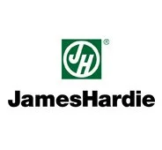 James Hardie logo with green and white emblem and black text