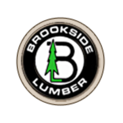 Logo for Brookside Lumber featuring a large letter 'B' with a pine tree in the center, surrounded by the company name.