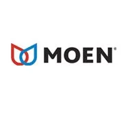 MOEN logo with stylized red and blue emblem and black text