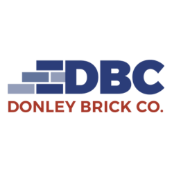 Logo of DBC Donley Brick Co. with blue and gray brick graphic and red company name
