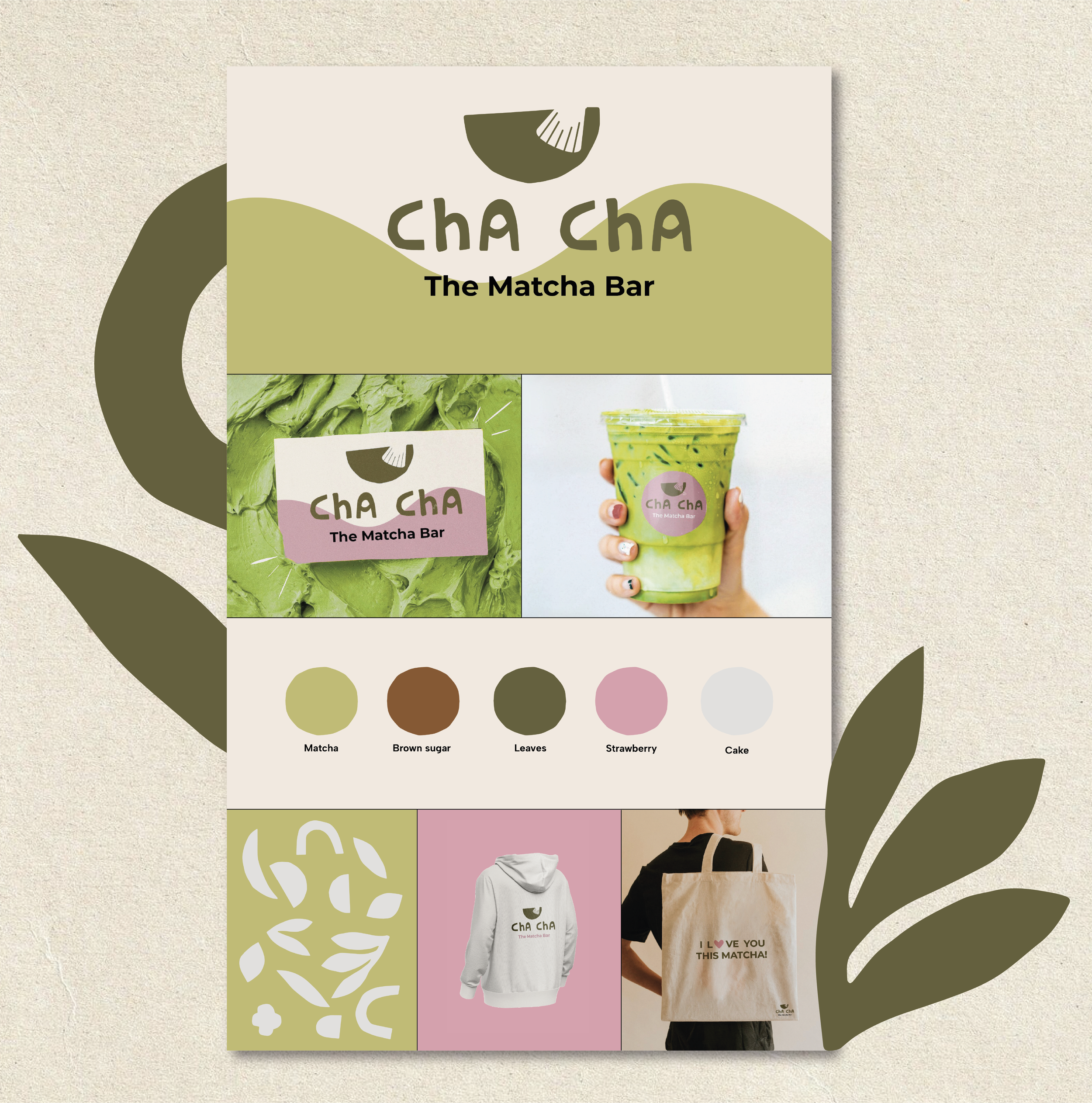Complete branding pakket met packaging uitbreiding - Concept Matcha Bar Cha Cha 