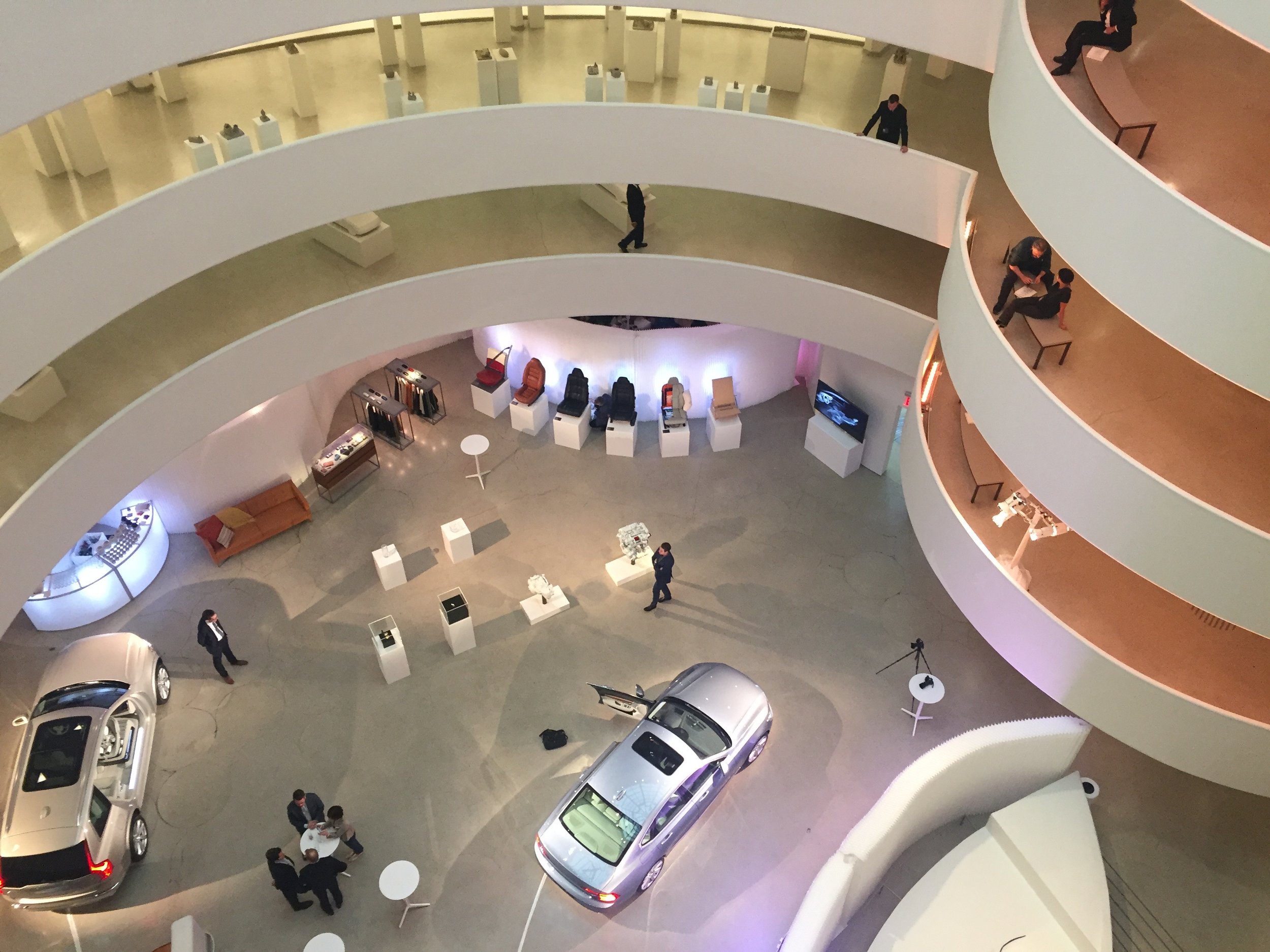 Overhead shot of cars at the Guggenheim