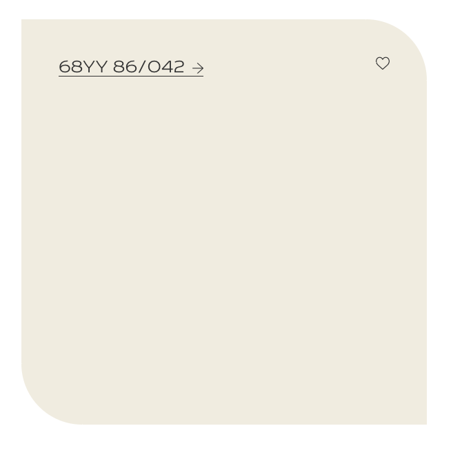 A light beige, rounded corner square with a handwritten style text '68Y Y 86/042' in the top left corner and a small heart icon in the top right corner.