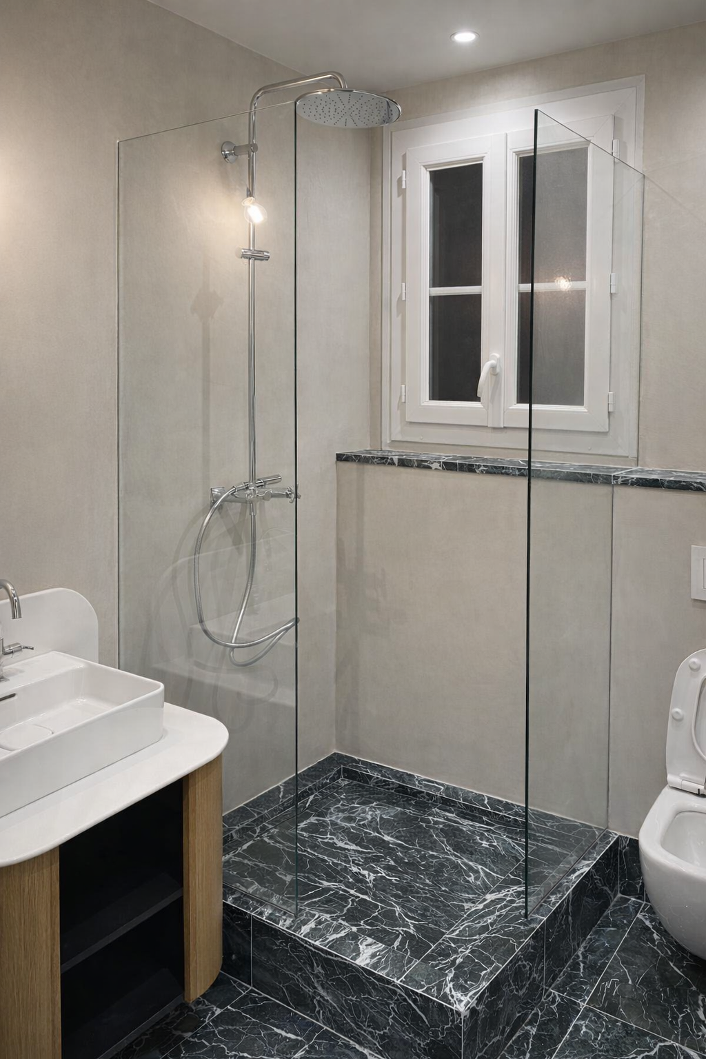 Modern bathroom with marble accents.png